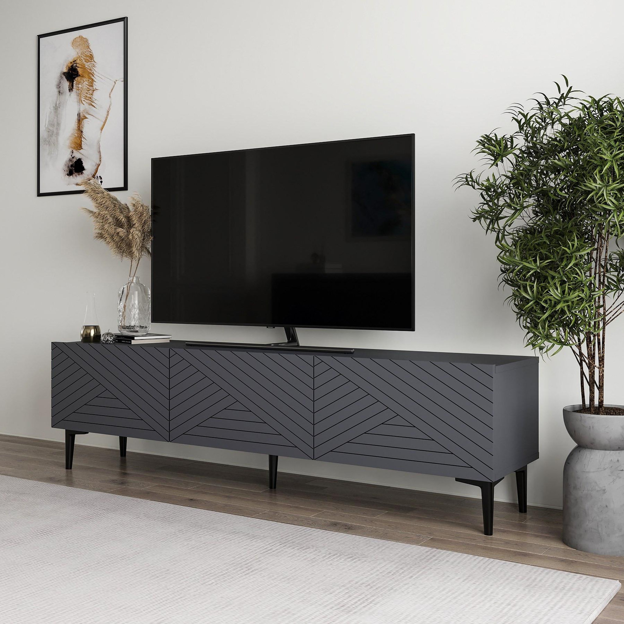 Voir la diapositive 4 : Habitat et Jardin Meuble tv en bois  felix  160 x 31,4 x 44,1 cm - anthracite