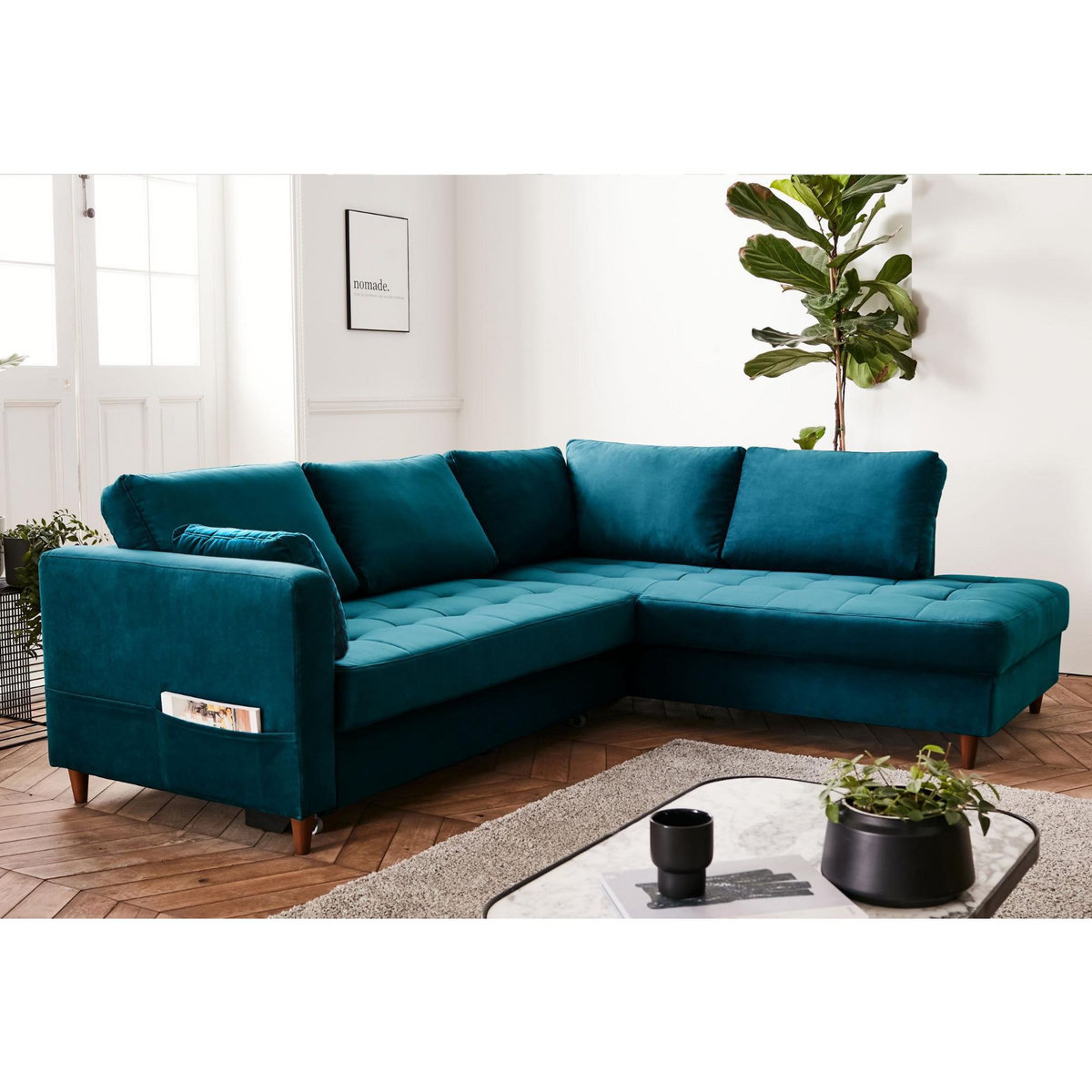 LISA DESIGN Anna - canapé d'angle droit - 5 places - convertible - en velours