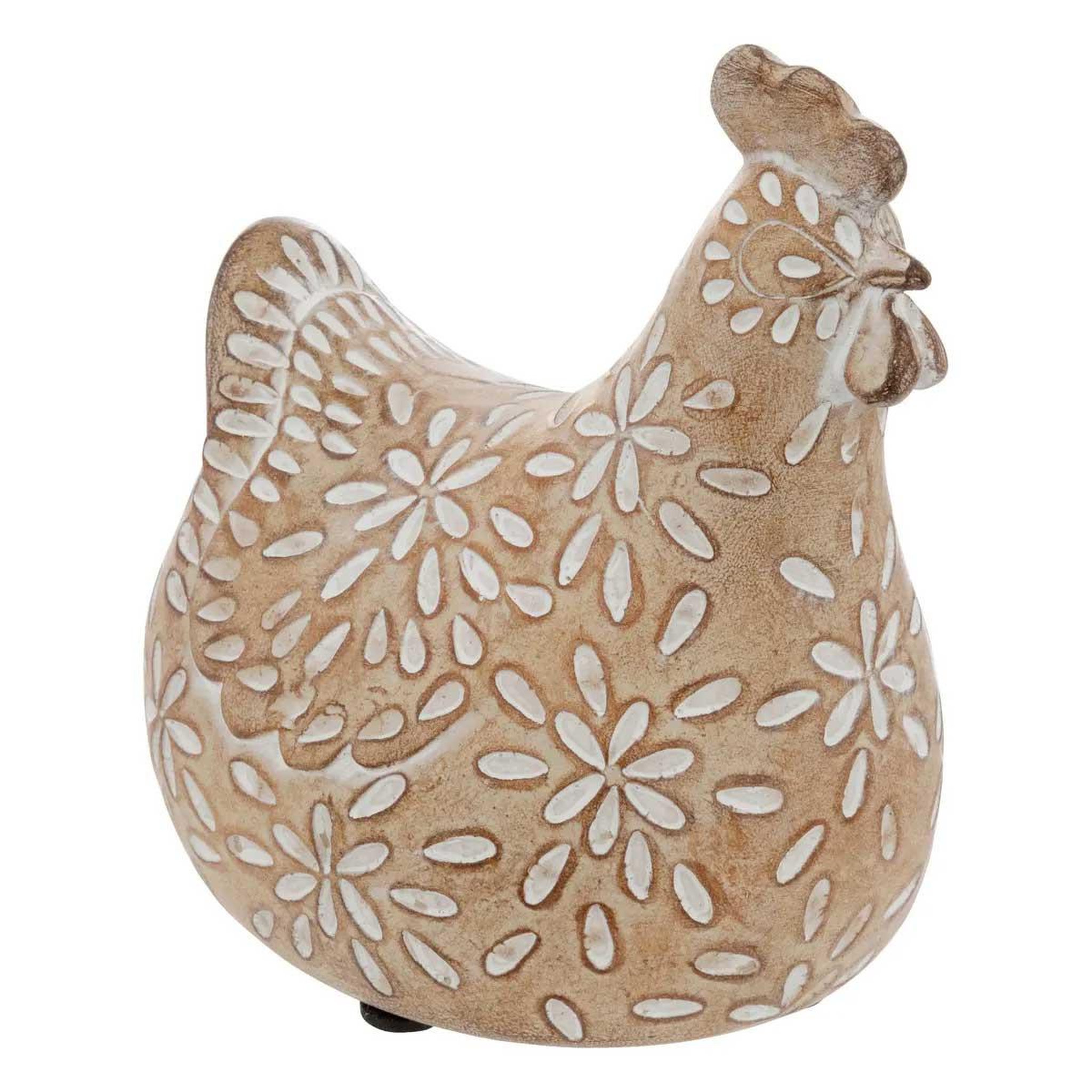 ATMOSPHERA Statuette poule déco  linda  20cm beige