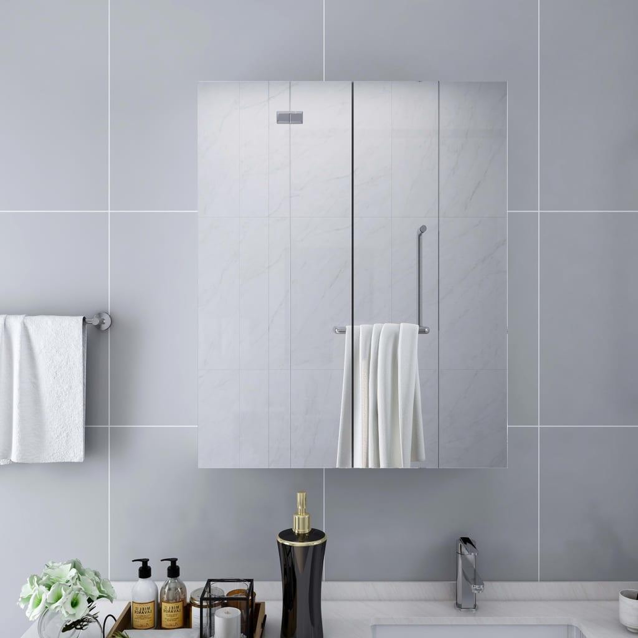 VIDAXL Armoire a miroir de salle de bain Blanc 60x15x75 cm MDF