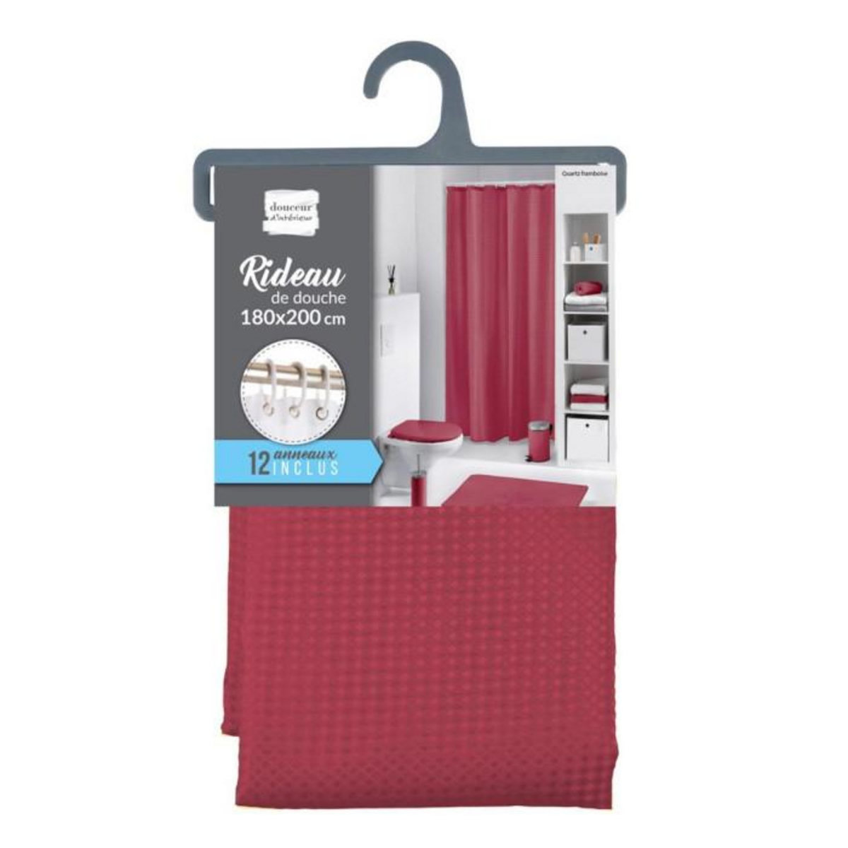 Paris Prix Rideau de Douche  Quartz  180x200cm Framboise