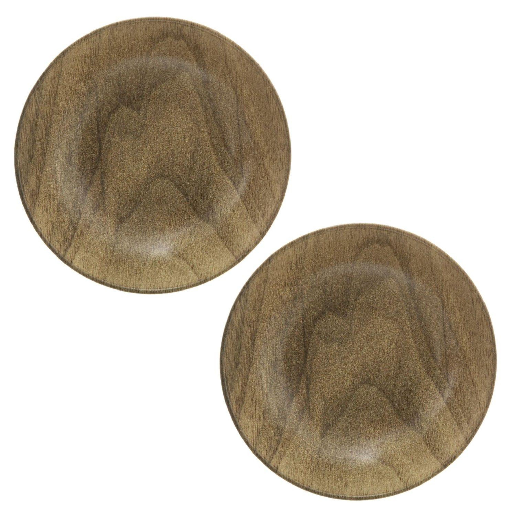 TOILINUX Lot de 2 assiettes creuses effet bois mood - marron
