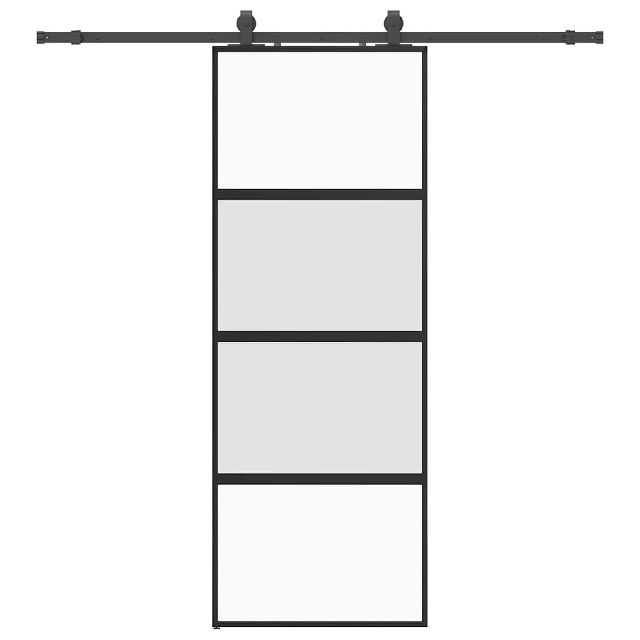 Voir la diapositive 2 : VIDAXL Porte coulissante kit quincaillerie noir 76x205 cm verre trempe