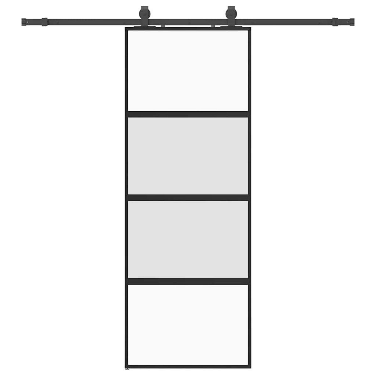 VIDAXL Porte coulissante kit quincaillerie noir 76x205 cm verre trempe