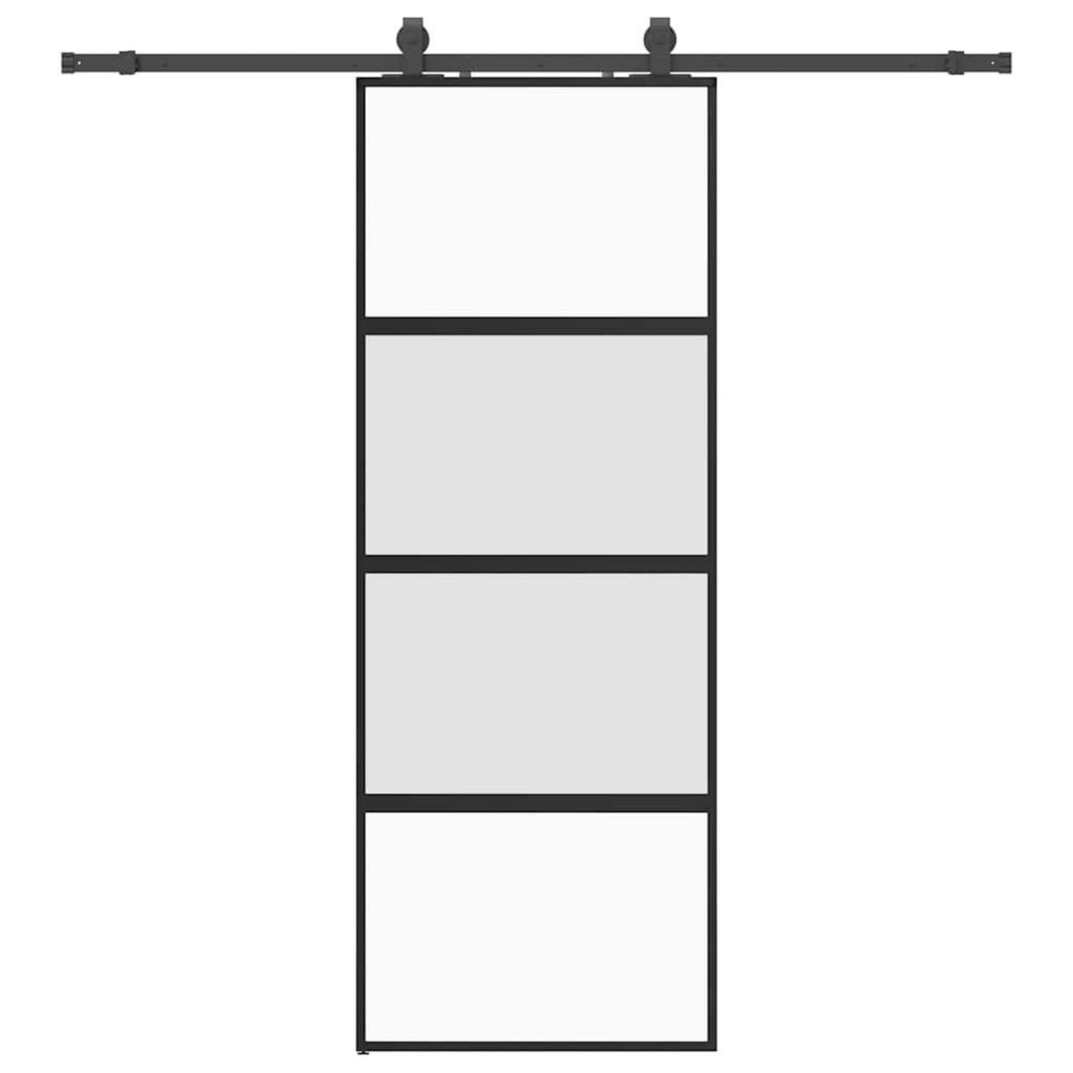 VIDAXL Porte coulissante kit quincaillerie noir 76x205 cm verre trempe