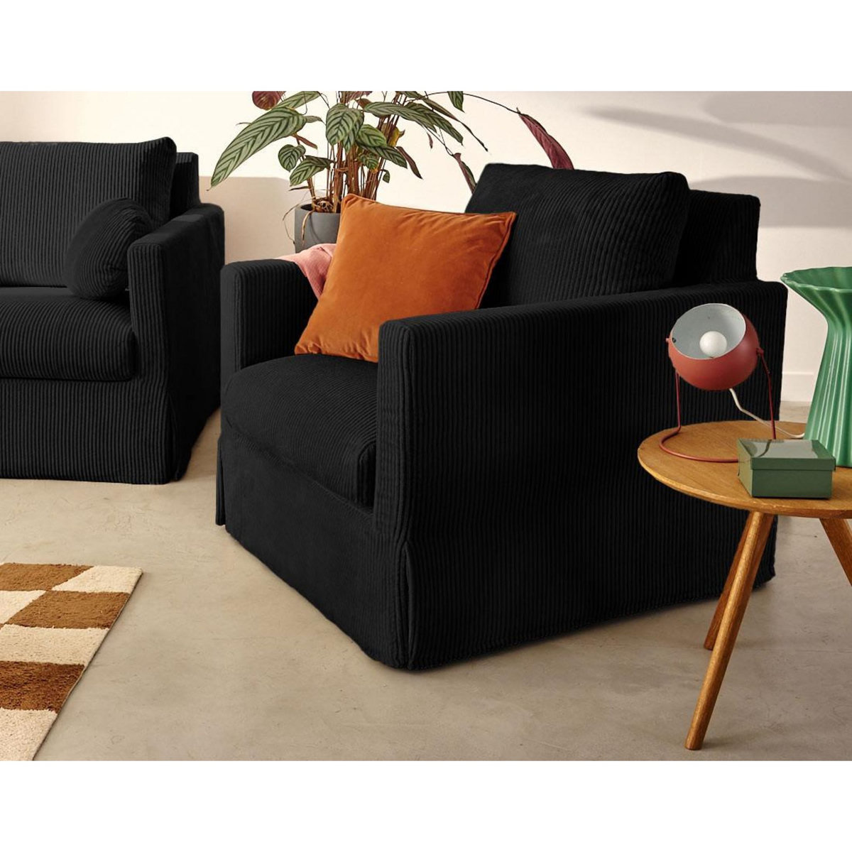 LISA DESIGN Serena - fauteuil déhoussable en velours côtelé