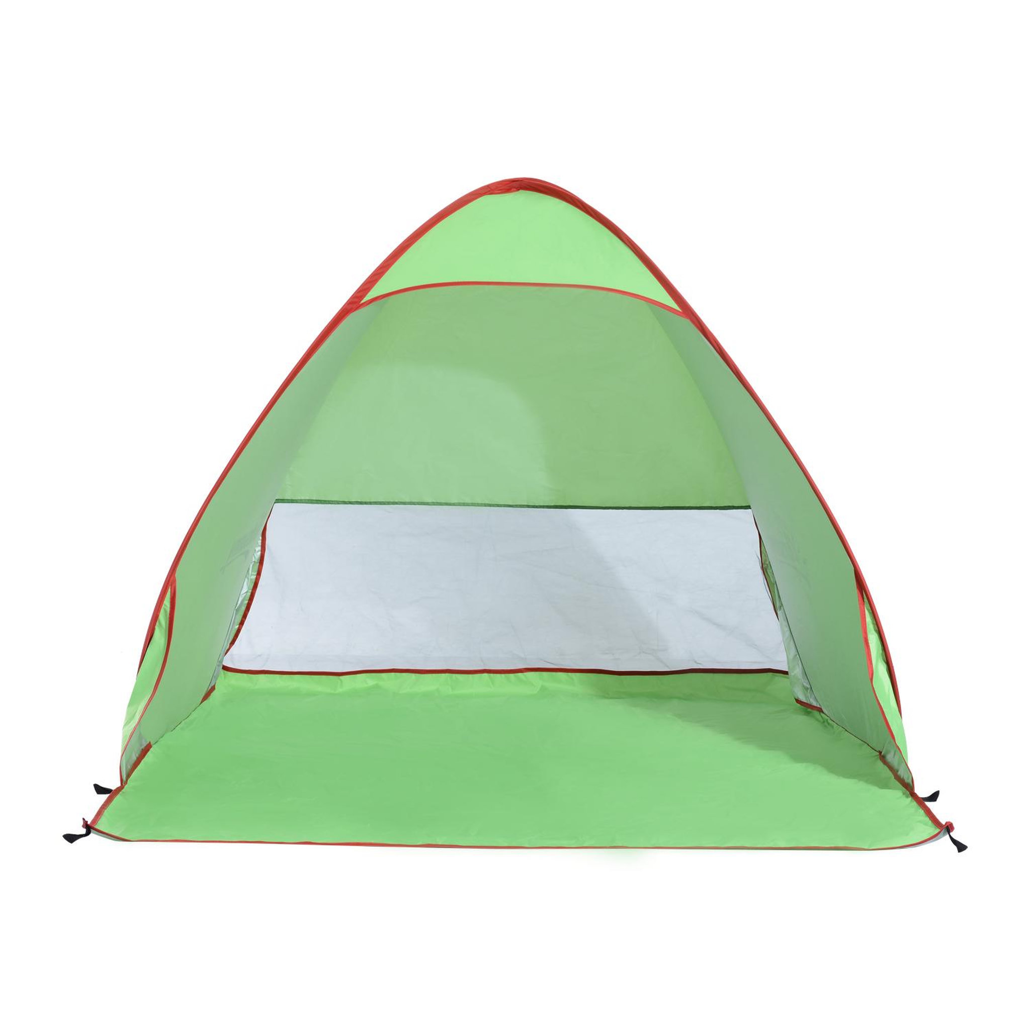 Voir la diapositive 4 : OUTSUNNY Abri de plage tente de plage pliable pop-up automatique instantané protection uv fenêtre arrière grand tapis de sol vert rouge