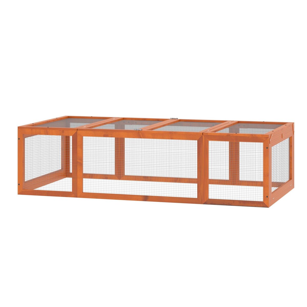 PAWHUT Clapier cage à lapins extérieur intérieur 2 + 1 portes 180 x 90 x 48 cm bois pin pré-huilé