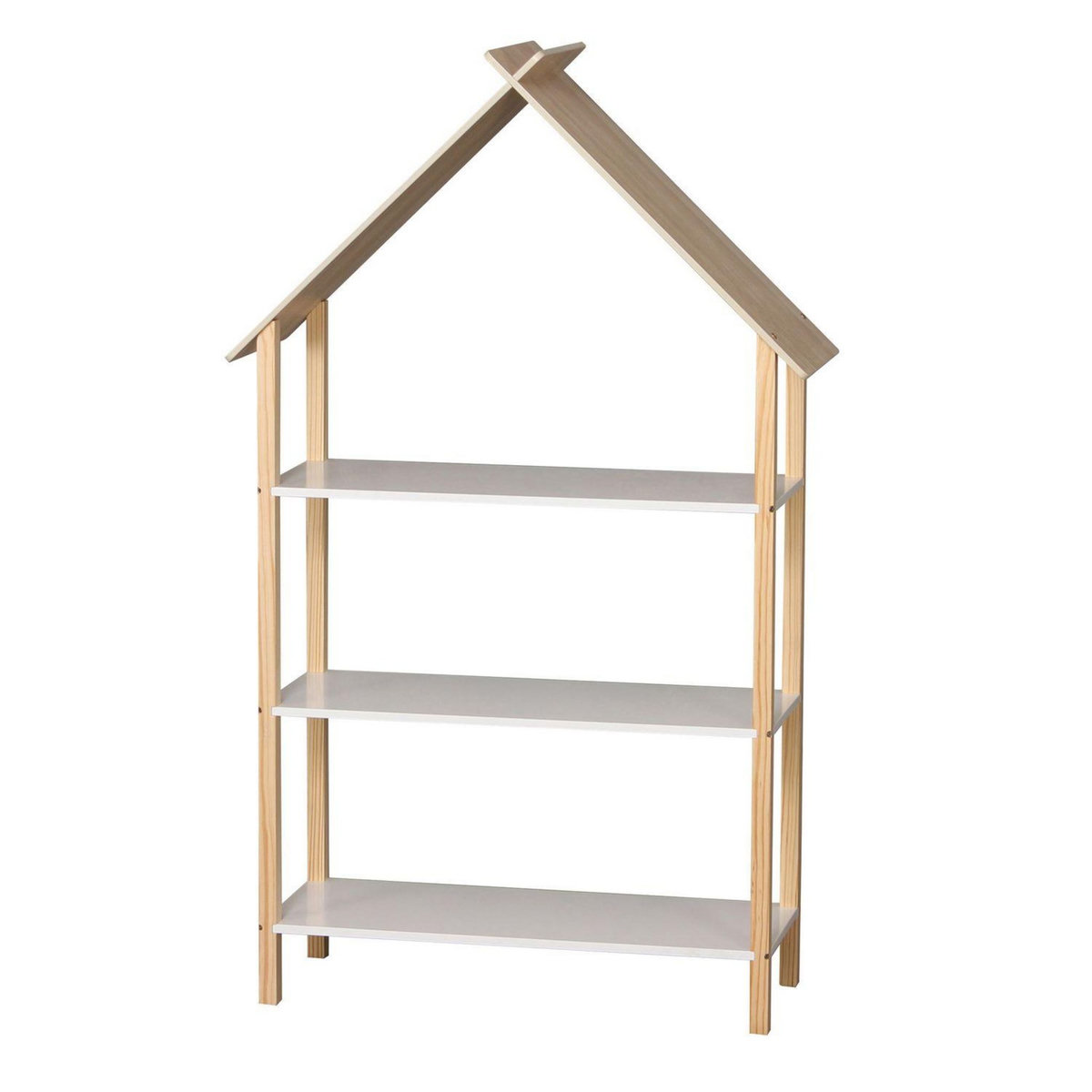 TOILINUX Bibliothèque design maison 3 étagères - H. 131 cm - Bois et Blanc