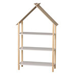 TOILINUX Bibliothèque design maison 3 étagères - H. 131 cm - Bois et Blanc