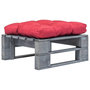 Voir la diapositive 1 : VIDAXL Repose-pied palette de jardin avec coussin en rouge gris bois