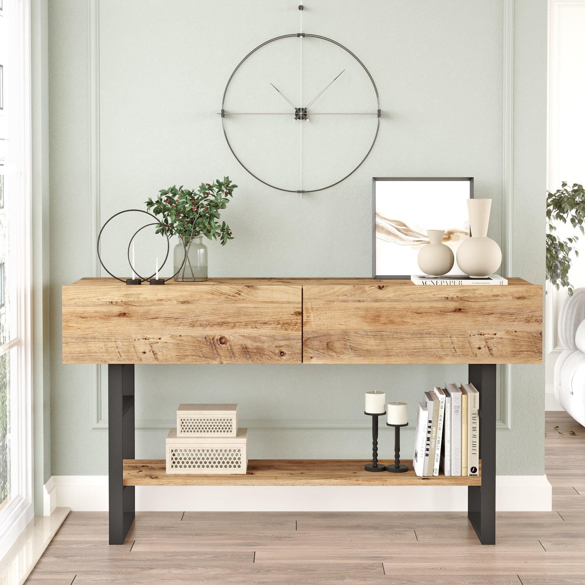Voir la diapositive 2 : Habitat et Jardin Console en bois  ml23  - 138 x 43 x 75 cm - beige