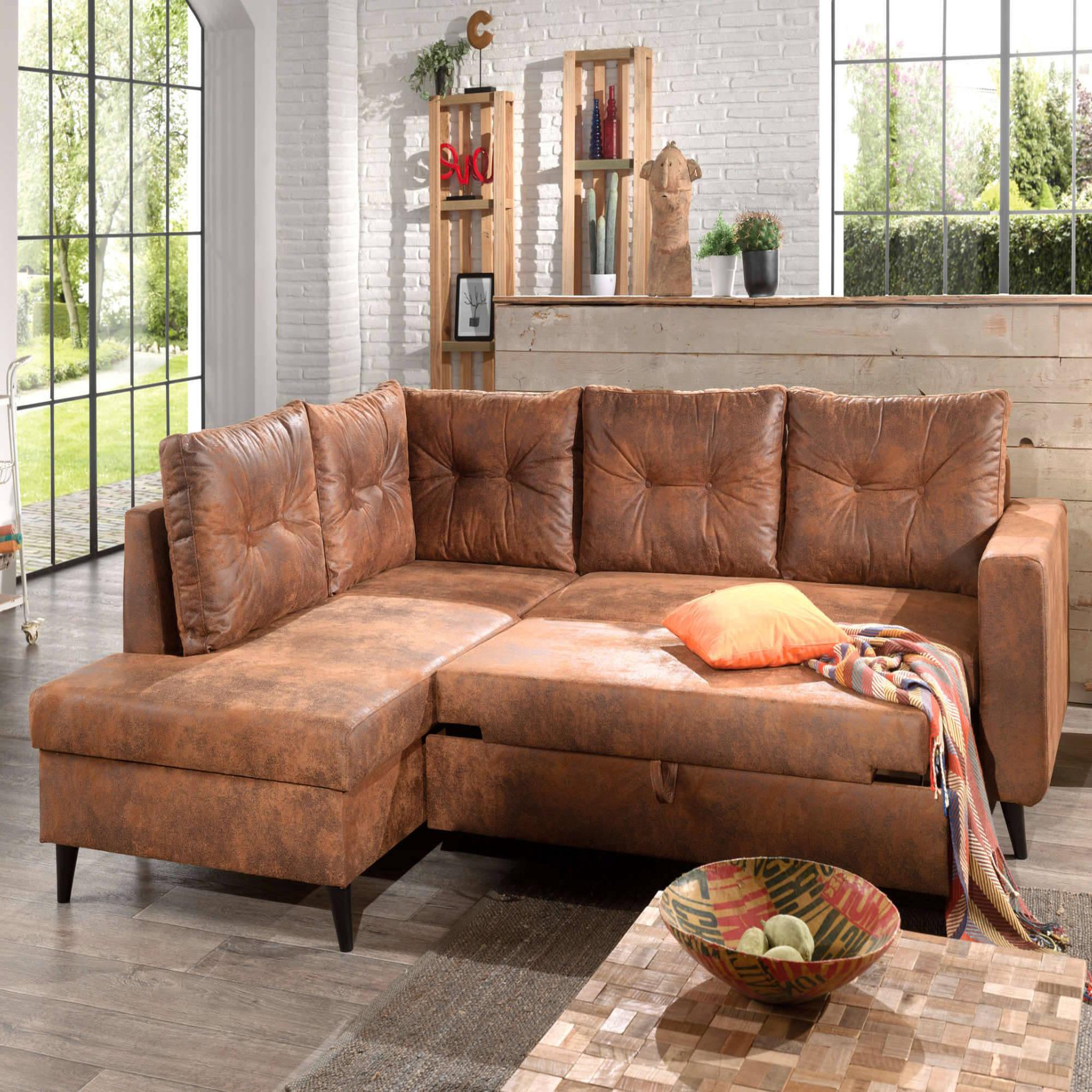Voir la diapositive 4 : BEST MOBILIER Nordic - canapé d'angle gauche - 5 places - convertible - industriel vintage