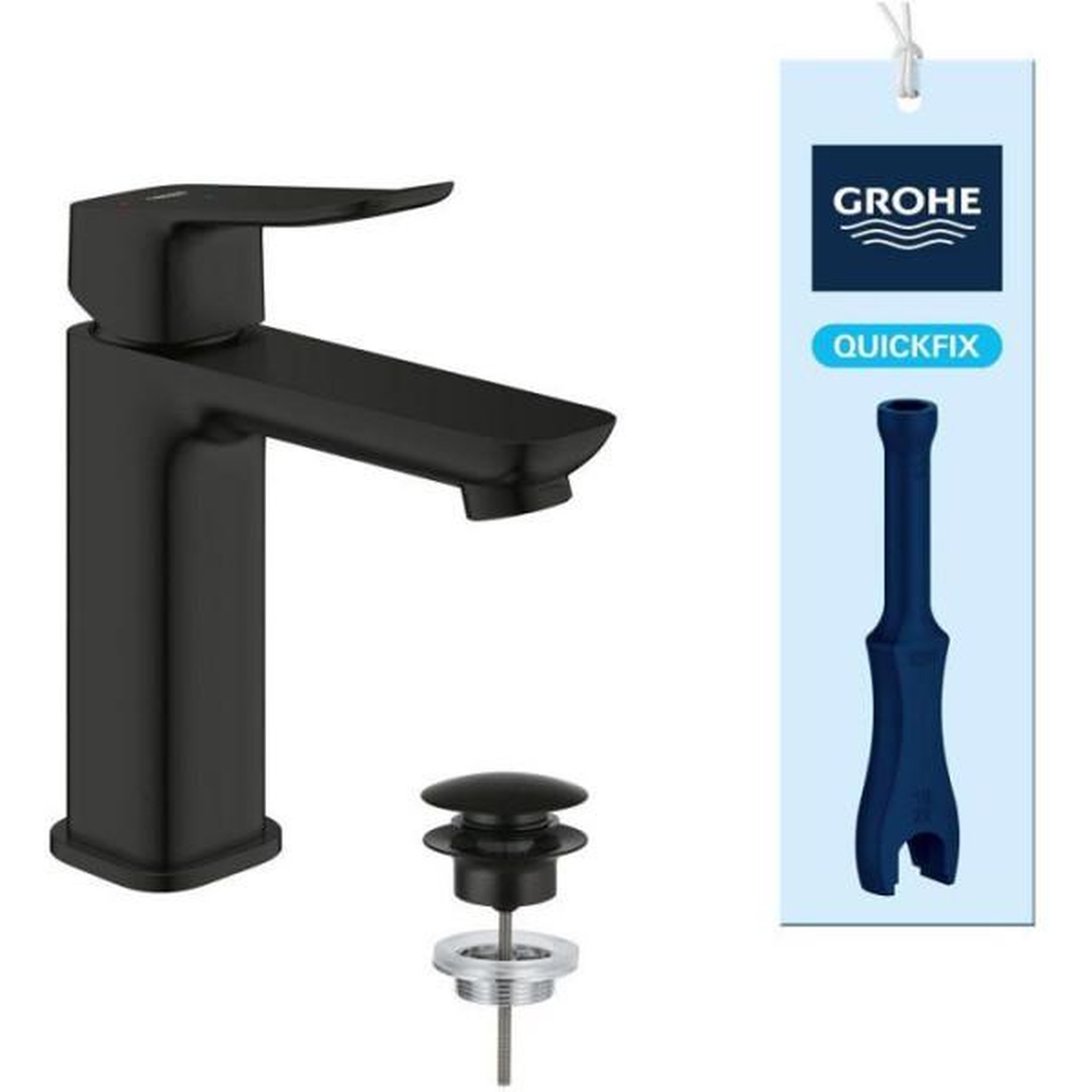 Grohe Mitigeur de lavabo - grohe dice - taille m - cartouche ch3 & clic-clac - noir mat