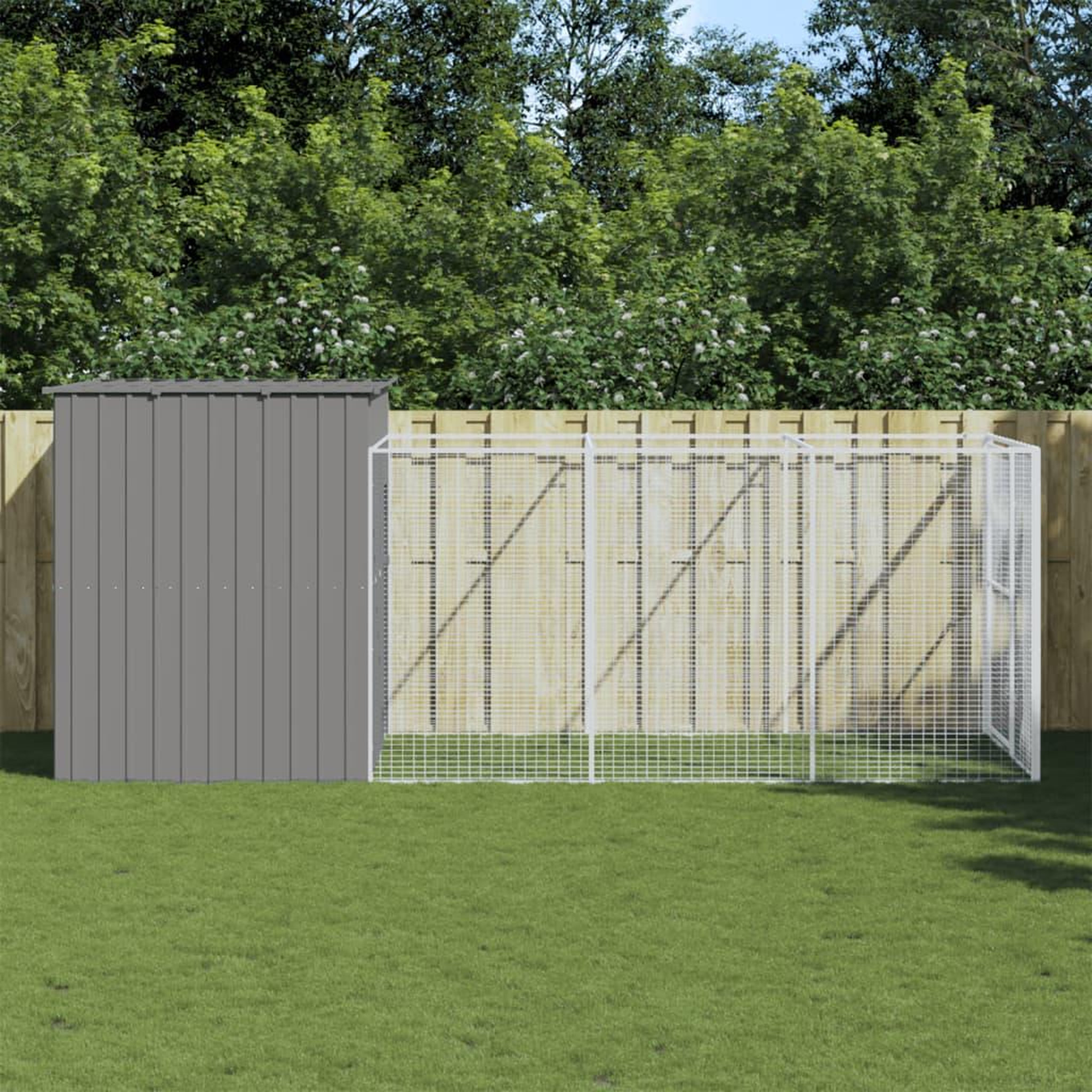 VIDAXL Niche pour chien avec cour gris clair 214x457x181 cm