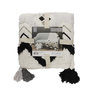 Voir la diapositive 3 : TOILINUX Jeté de canapé ethnique avec pompons - 130 x 170 cm - Blanc et noir