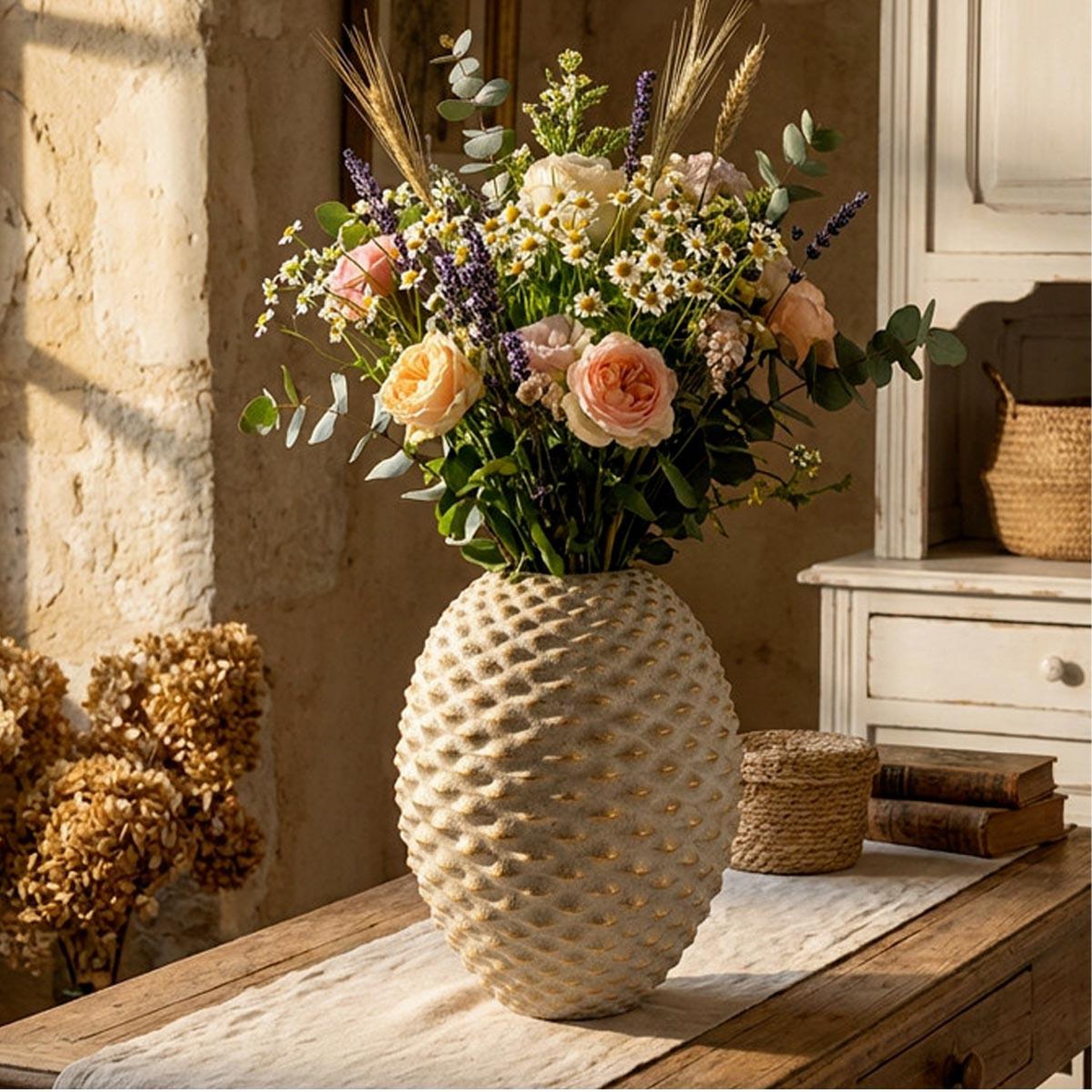 Voir la diapositive 3 : Paris Prix Vase design en céramique  pepipas  36cm gris & or