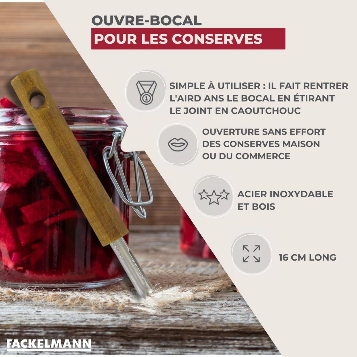 Fackelmann Tire languette, ouvre bocaux Fackelmann