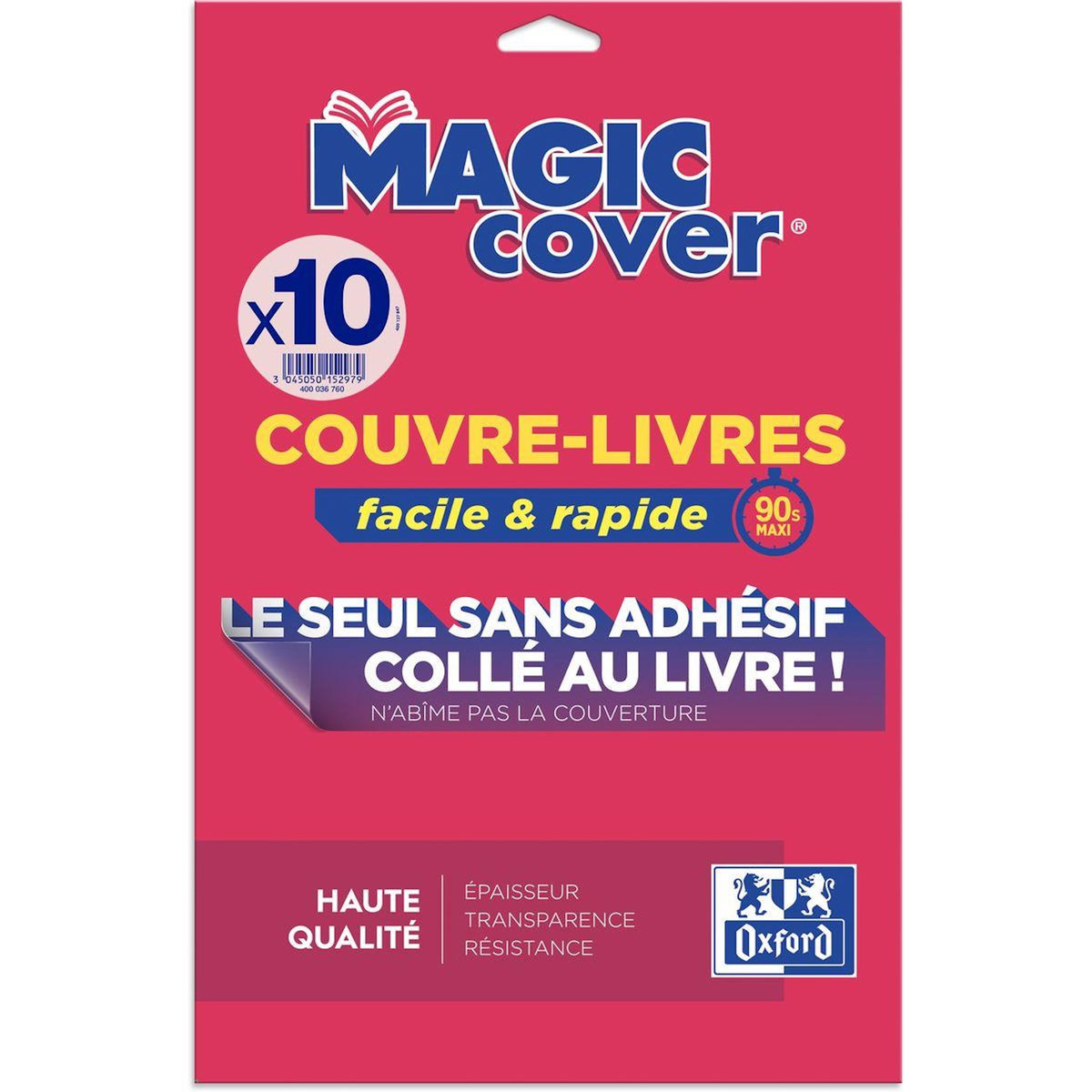OXFORD Lot de 10 couvres-livres cristal lisse