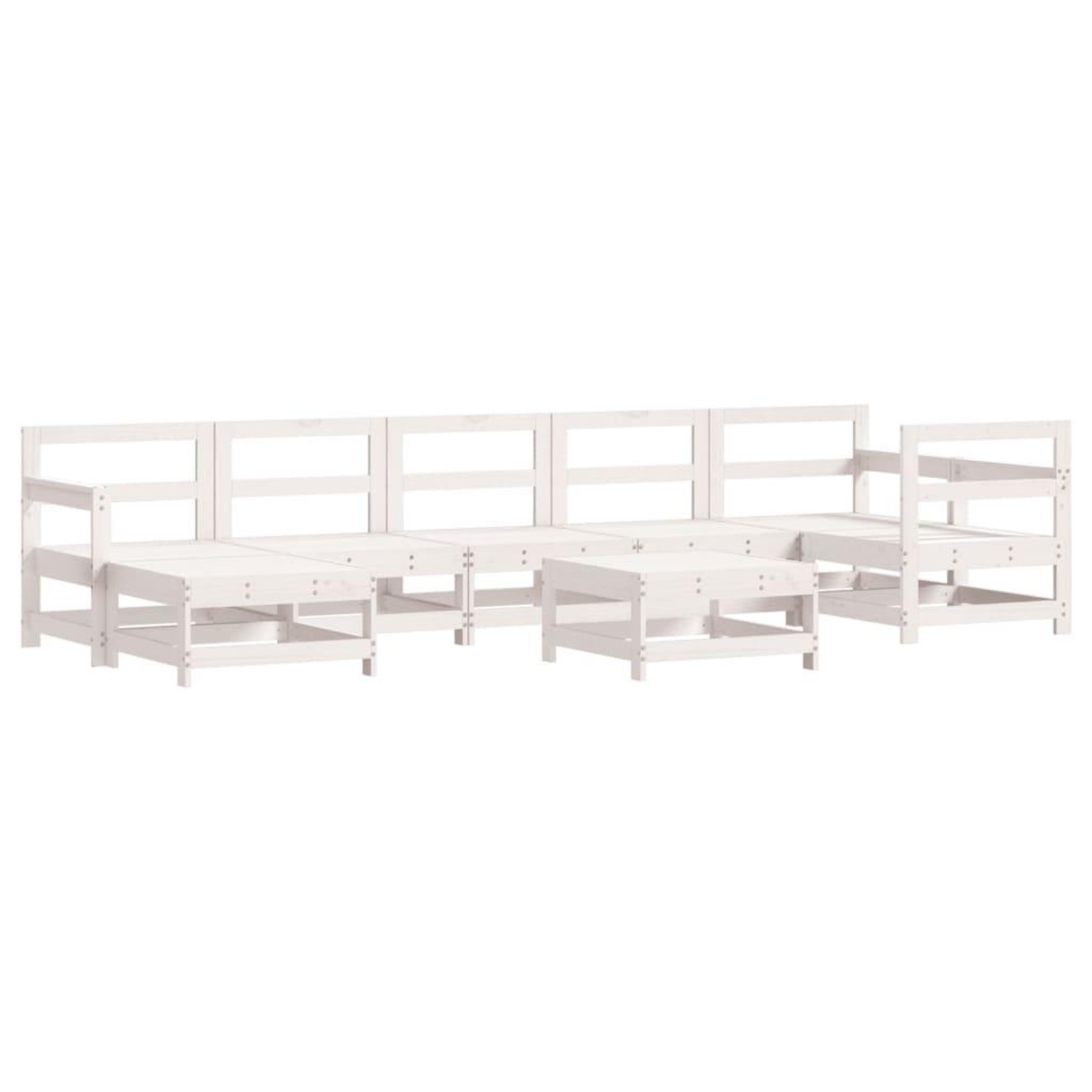 Voir la diapositive 2 : VIDAXL Salon de jardin 8 pcs Blanc Bois de pin massif