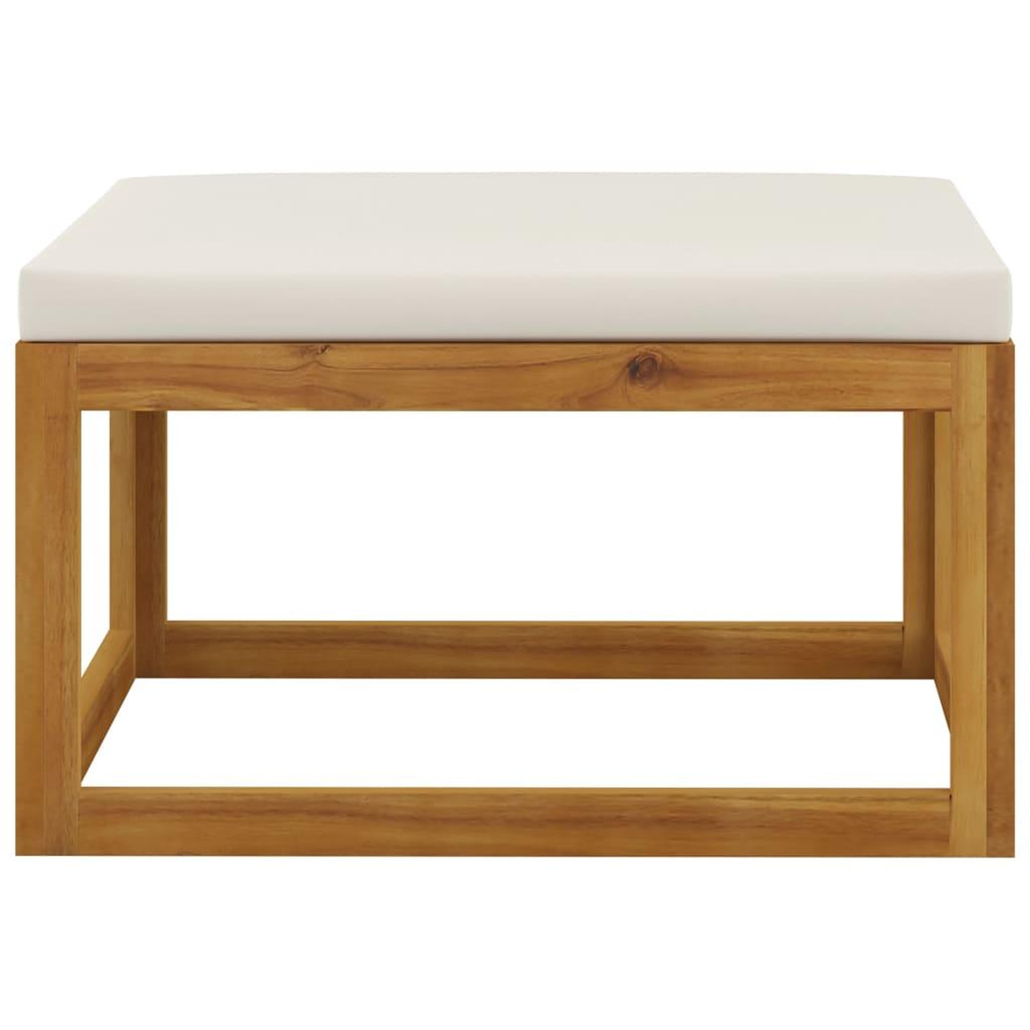 Voir la diapositive 2 : VIDAXL Repose-pied avec coussin blanc creme Bois d'acacia massif
