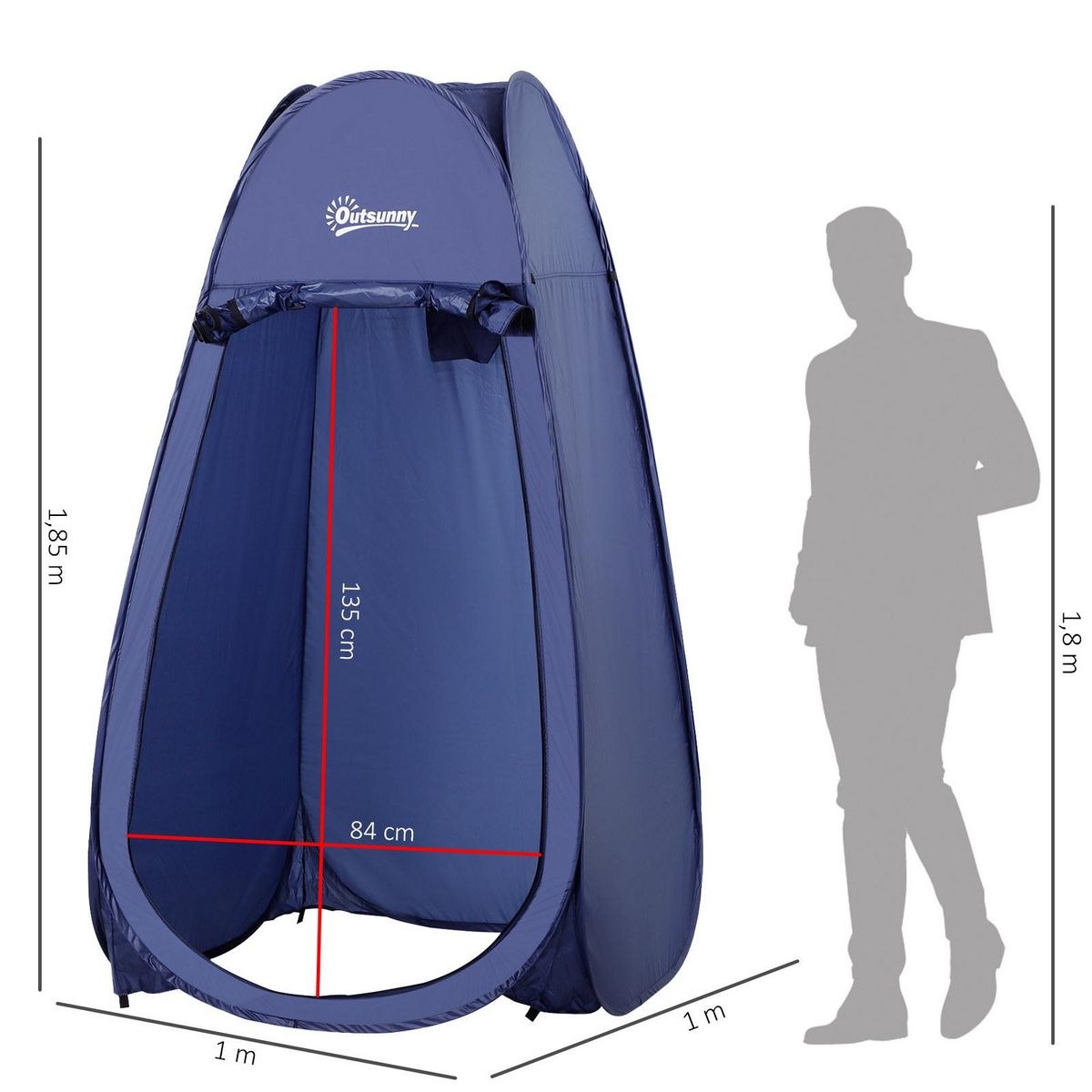 OUTSUNNY Tente de douche pliable pop-up automatique instantanée cabinet de changement camping polyester bleu marine