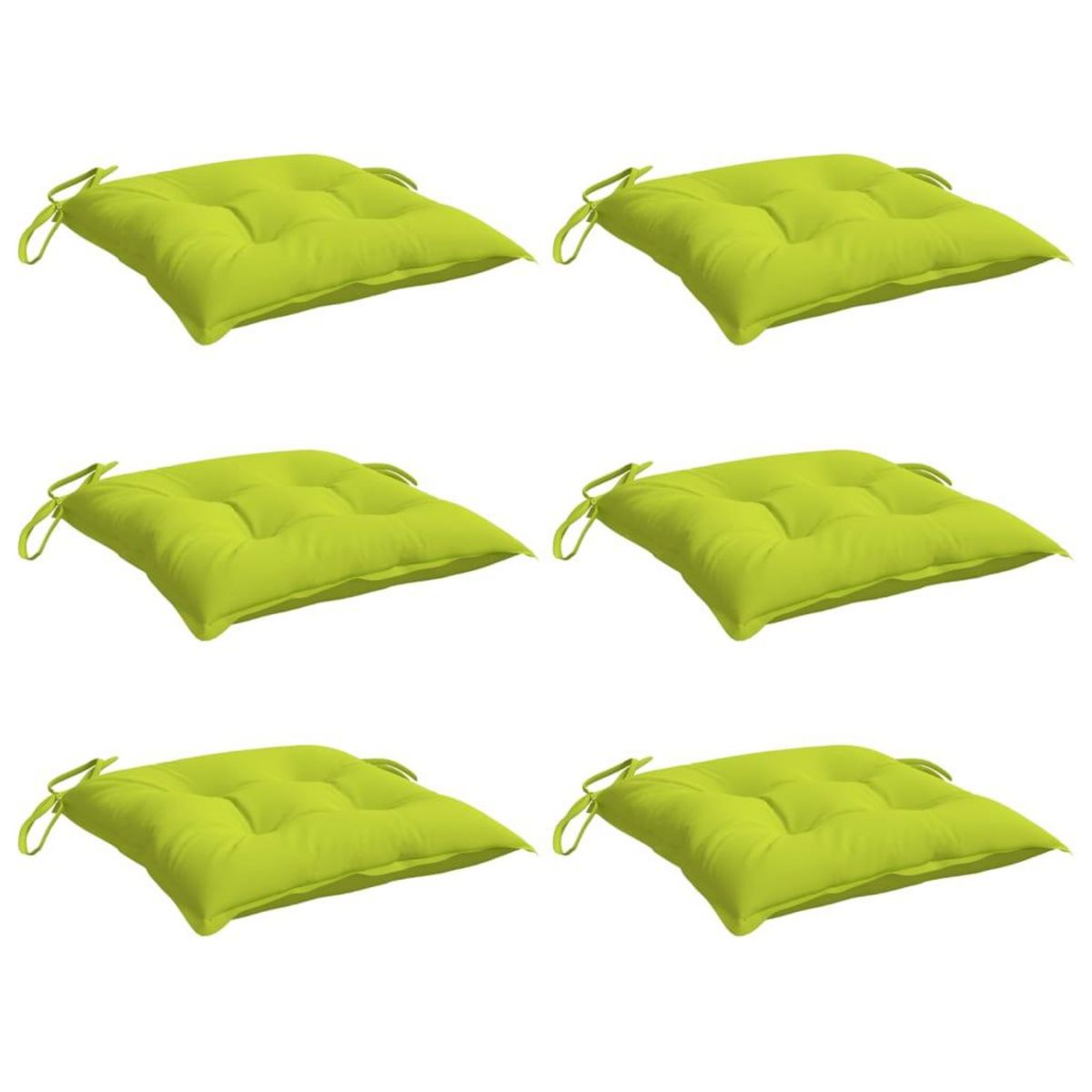 VIDAXL Coussins de chaise lot de 6 vert brillant 40x40x7 cm