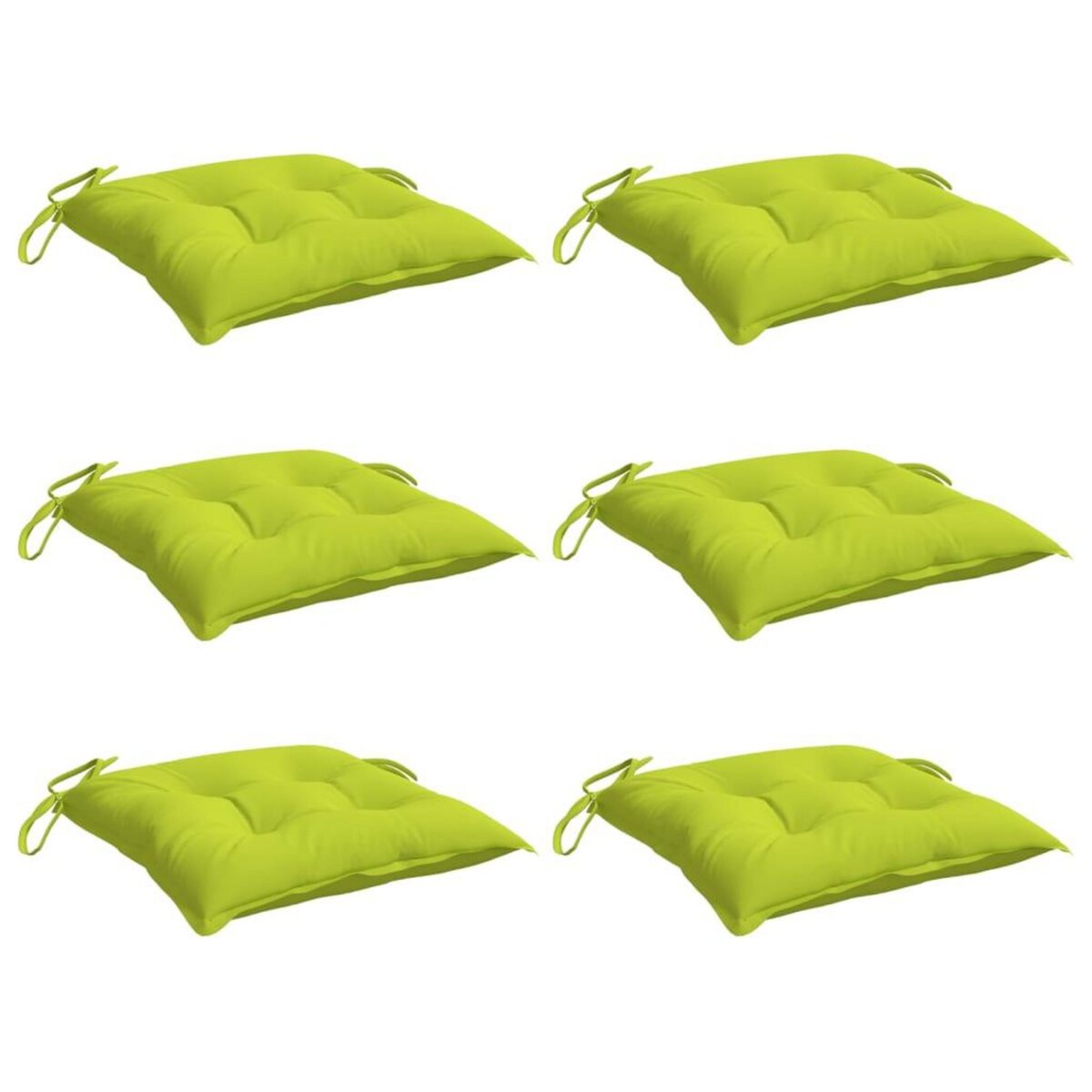 VIDAXL Coussins de chaise lot de 6 vert brillant 40x40x7 cm
