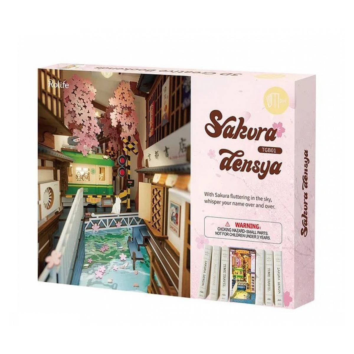 ROBOTIME Serre Livre en Bois Sakura Densya - Décor Japonais Élégant