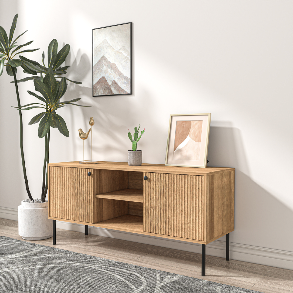 CONCEPT USINE Buffet en bois avec 2 portes et 2 niches EDGE