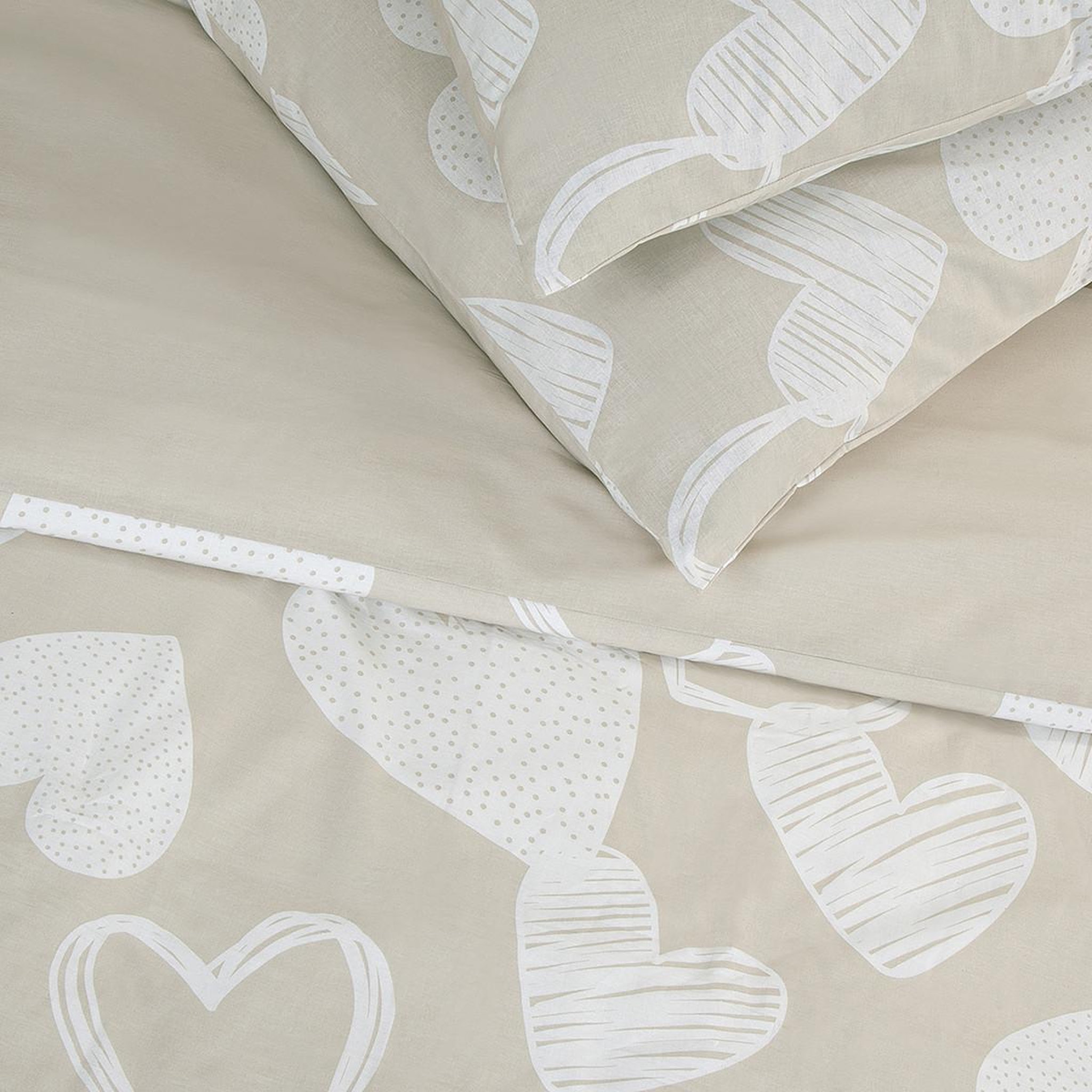 Voir la diapositive 3 : FUTURE HOME Parure de lit en coton motif cœurs
