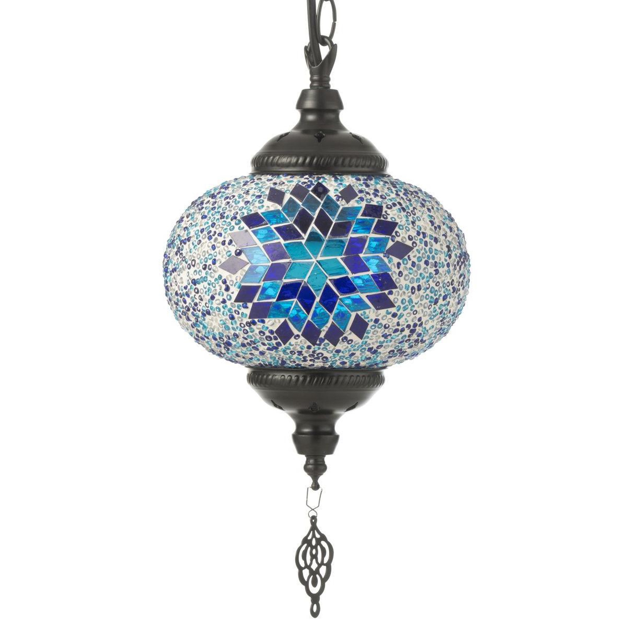 Voir la diapositive 2 : J-LINE Lampe Suspension Mosaïque  Neal  18cm Bleu