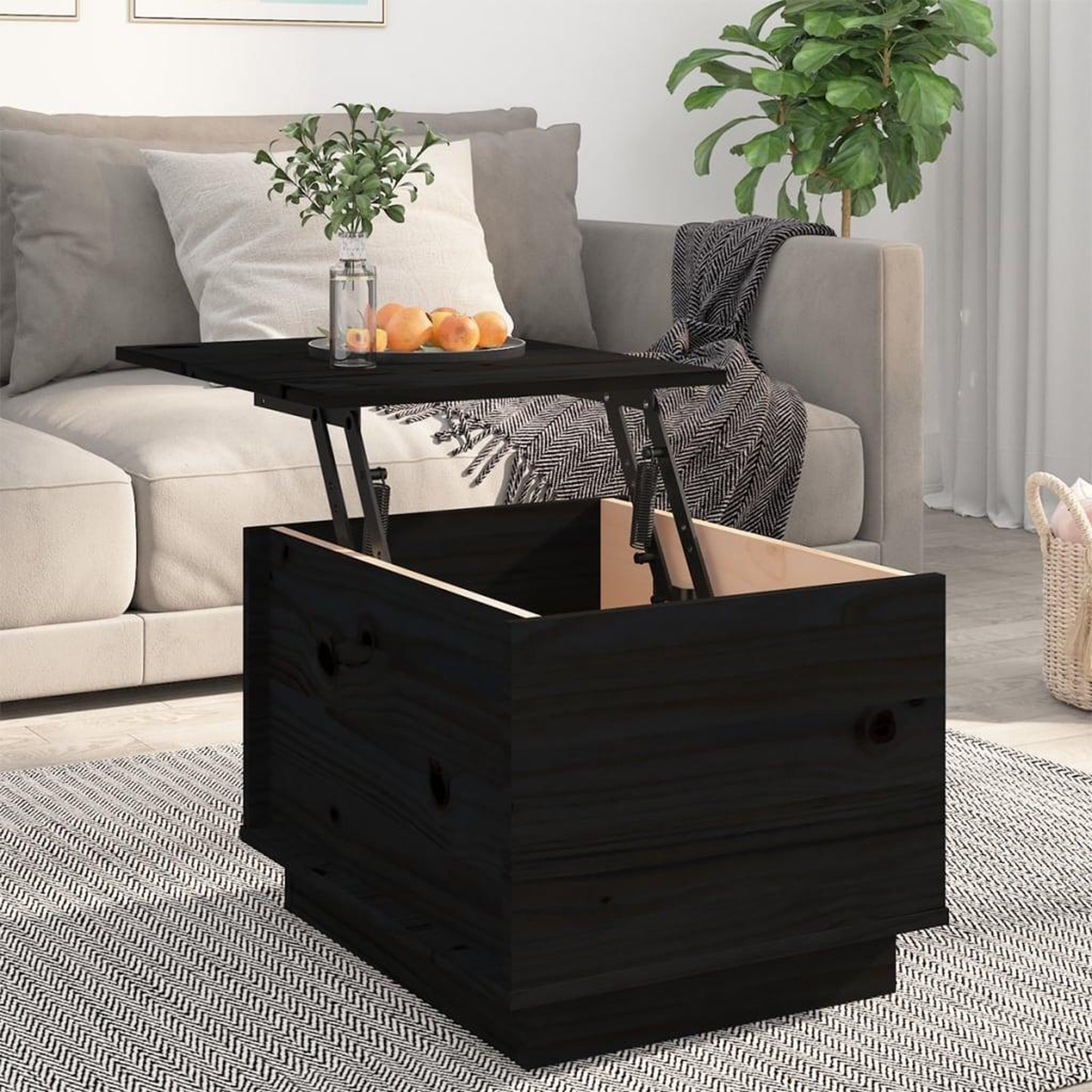 Voir la diapositive 3 : VIDAXL Table basse Noir 40x50x35 cm Bois massif de pin