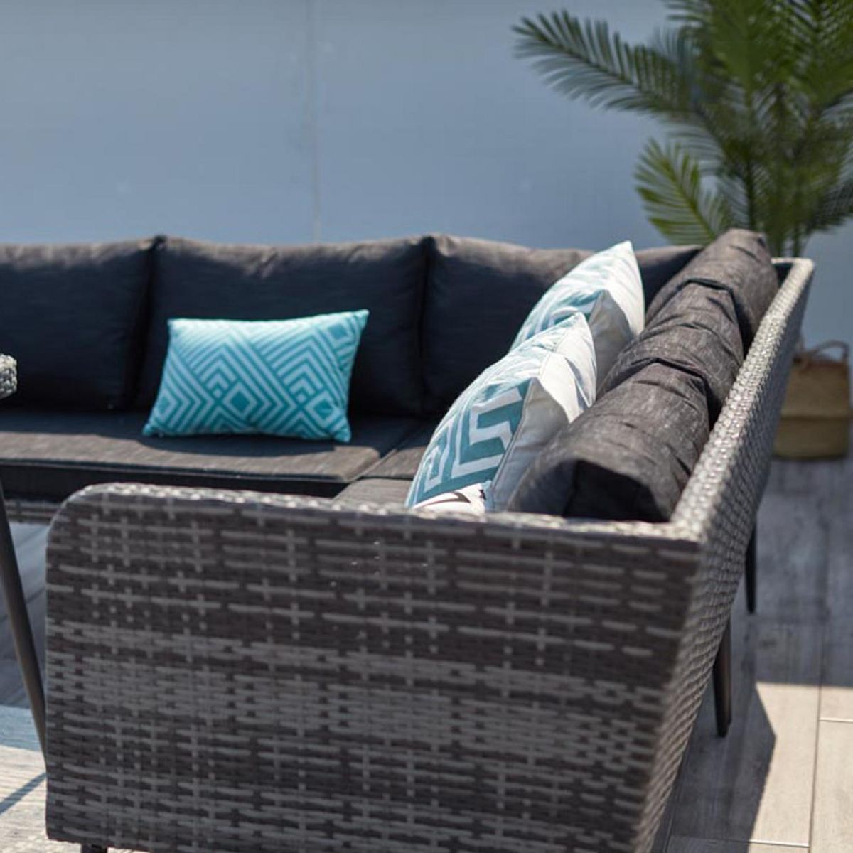 CONCEPT USINE salon de jardin 9 places résine tressée anthracite BARACOA