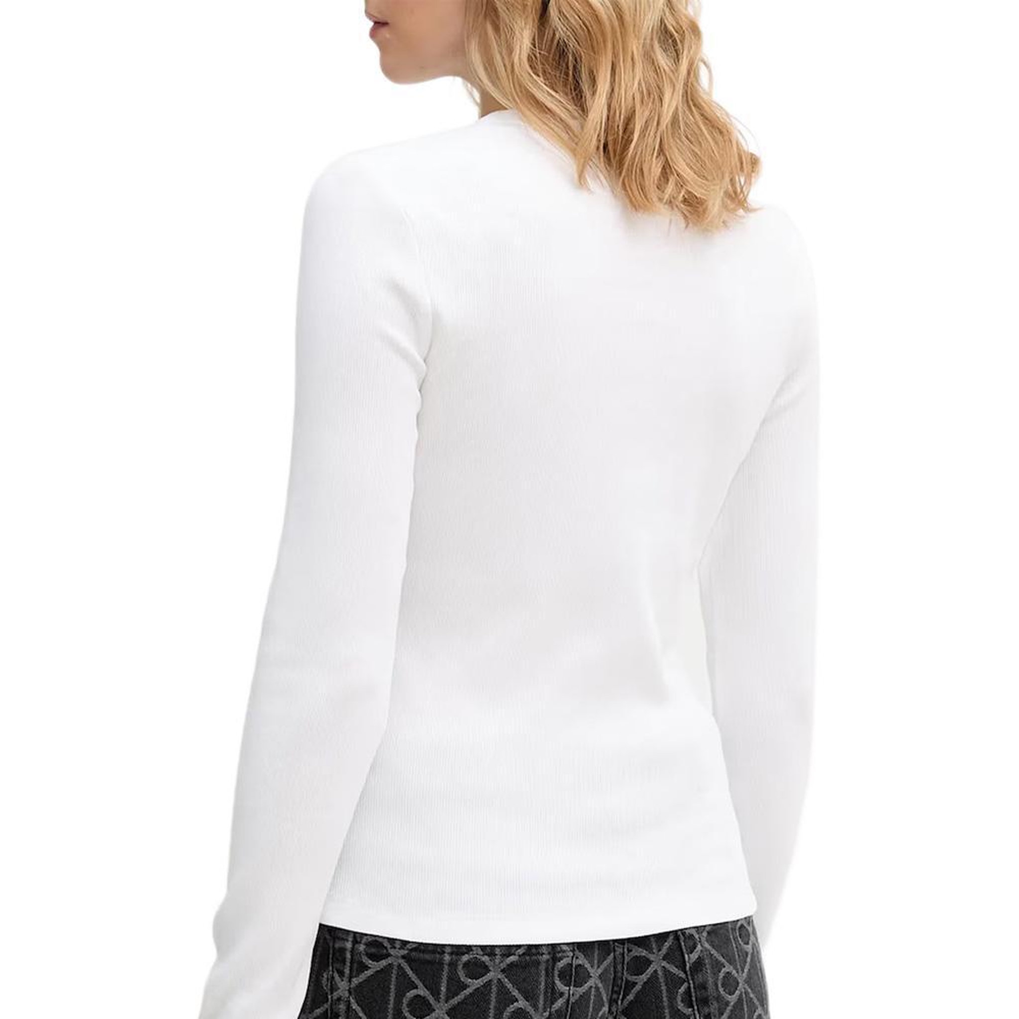 Voir la diapositive 2 : CALVIN KLEIN JEANS T-Shirt Manches Longues Blanc Femme Calvin Klein Jeans Label