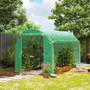 Voir la diapositive 4 : OUTSUNNY Serre de jardin tunnel 6 m² acier galvanisé renforcé dia. 1,9 cm bâche PE haute densité vert