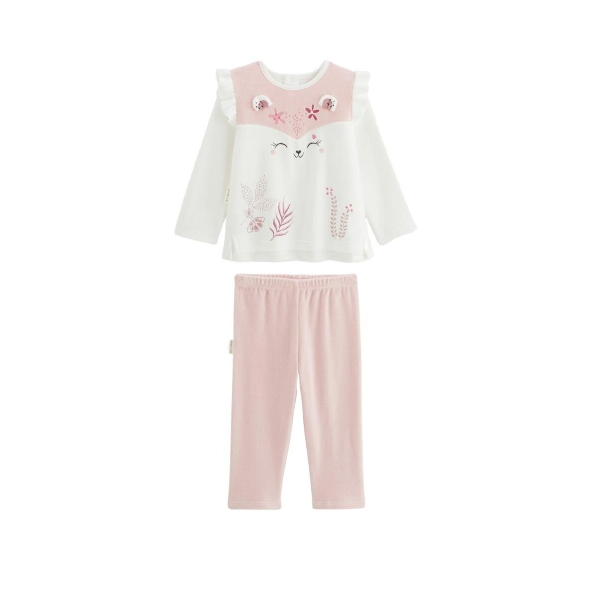 Petit Béguin Pyjama enfant 2 pièces en velours écru Louisa