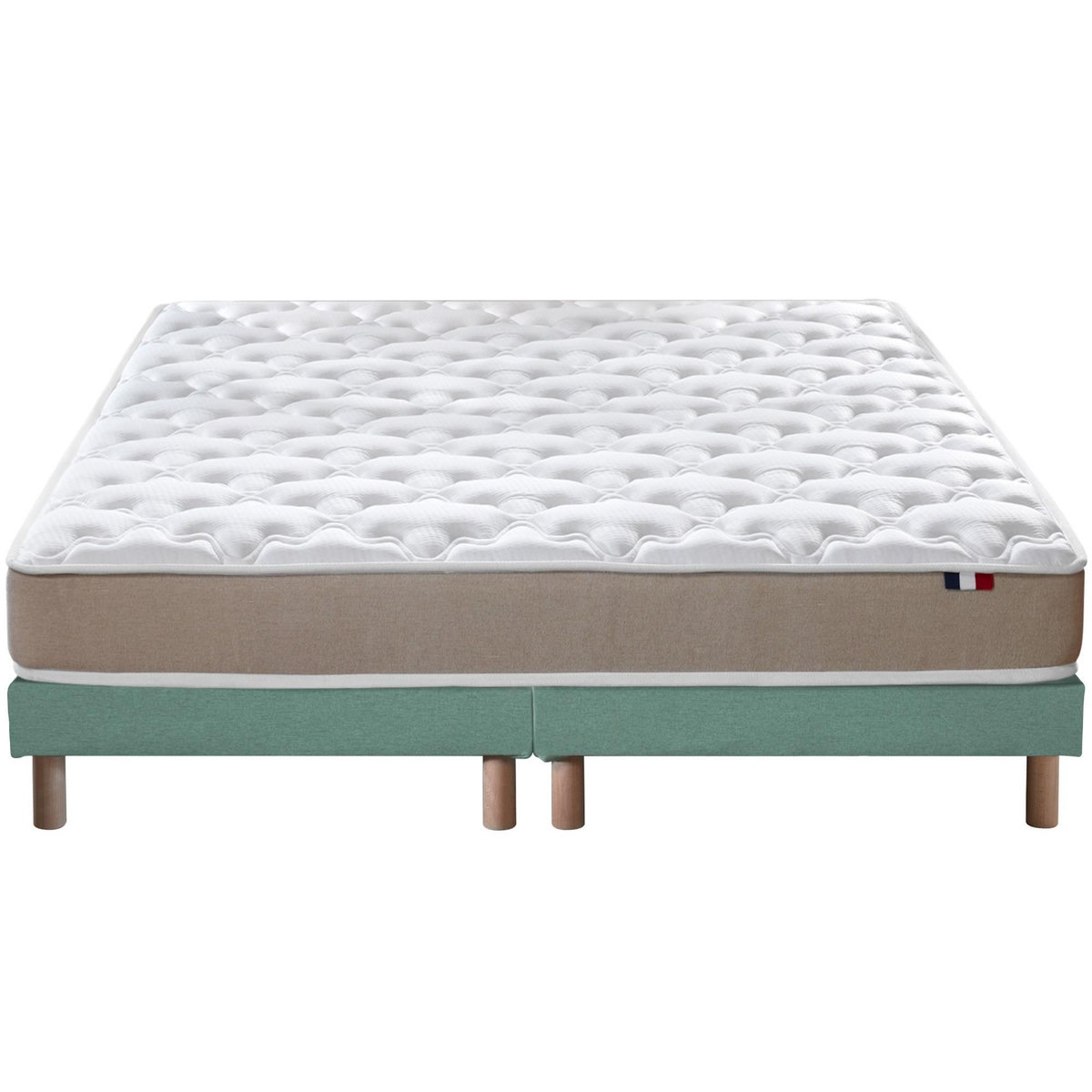 IDLITERIE Ensemble Matelas accueil Latex 3 zones INITIAL - Bi Confort Mousse & Latex + Sommier - Made in France