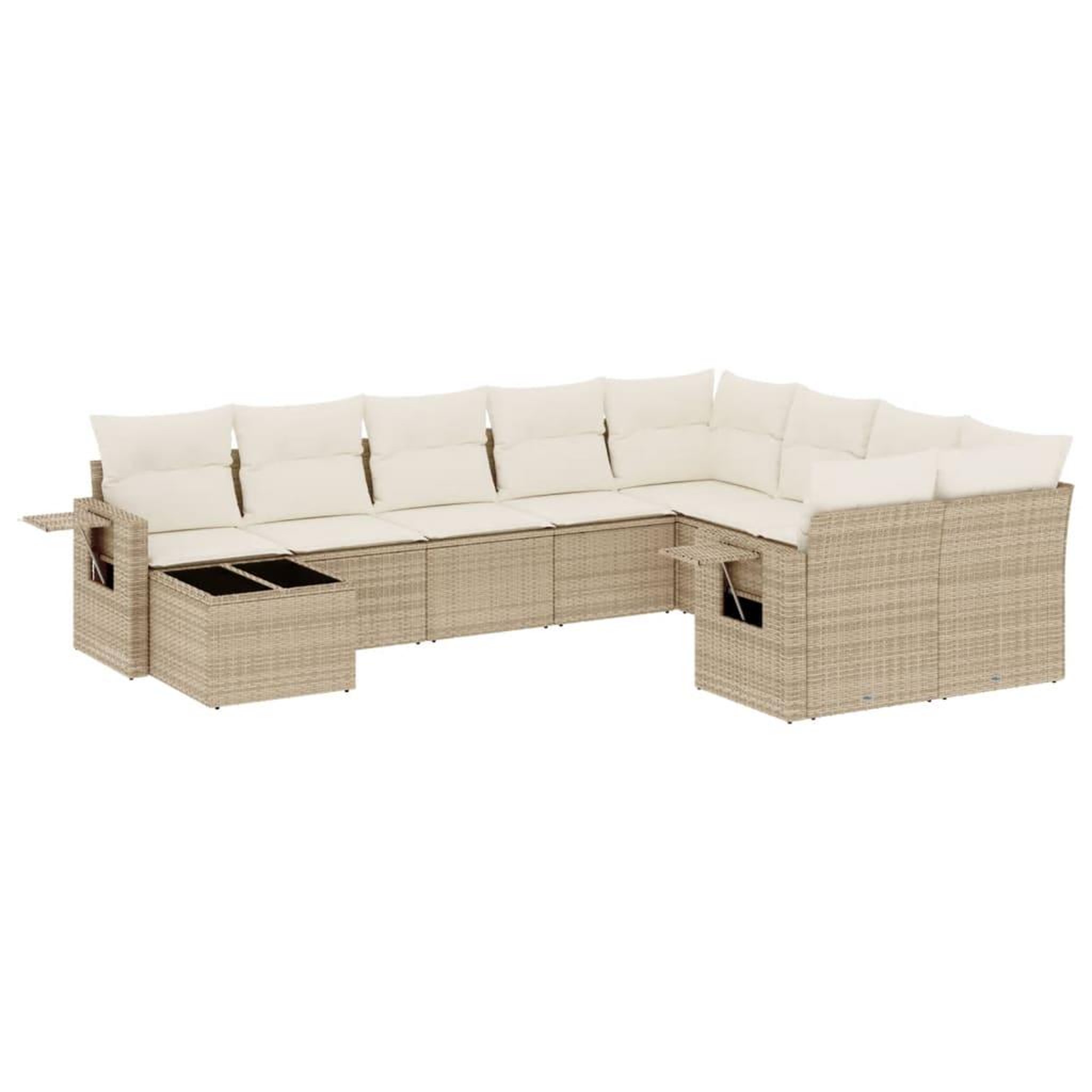 Voir la diapositive 2 : VIDAXL Salon de jardin avec coussins 10 pcs beige resine tressee
