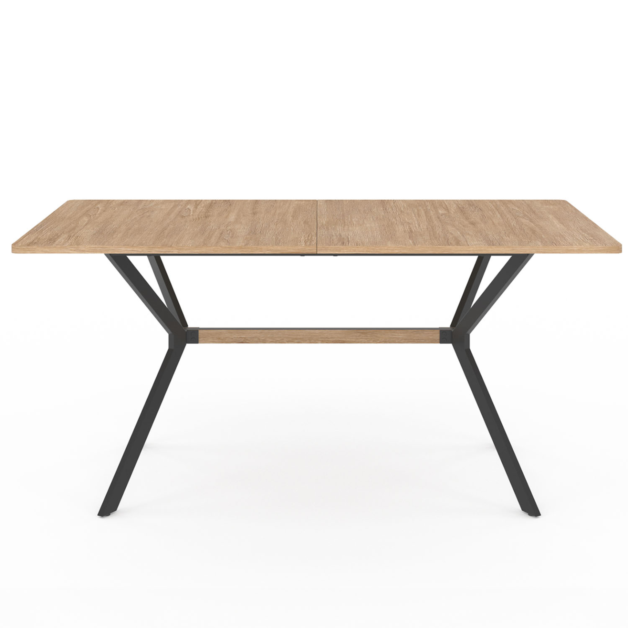Voir la diapositive 3 : ID MARKET Table à manger rectangle louison 8 personnes bois et noir design industriel 160 cm