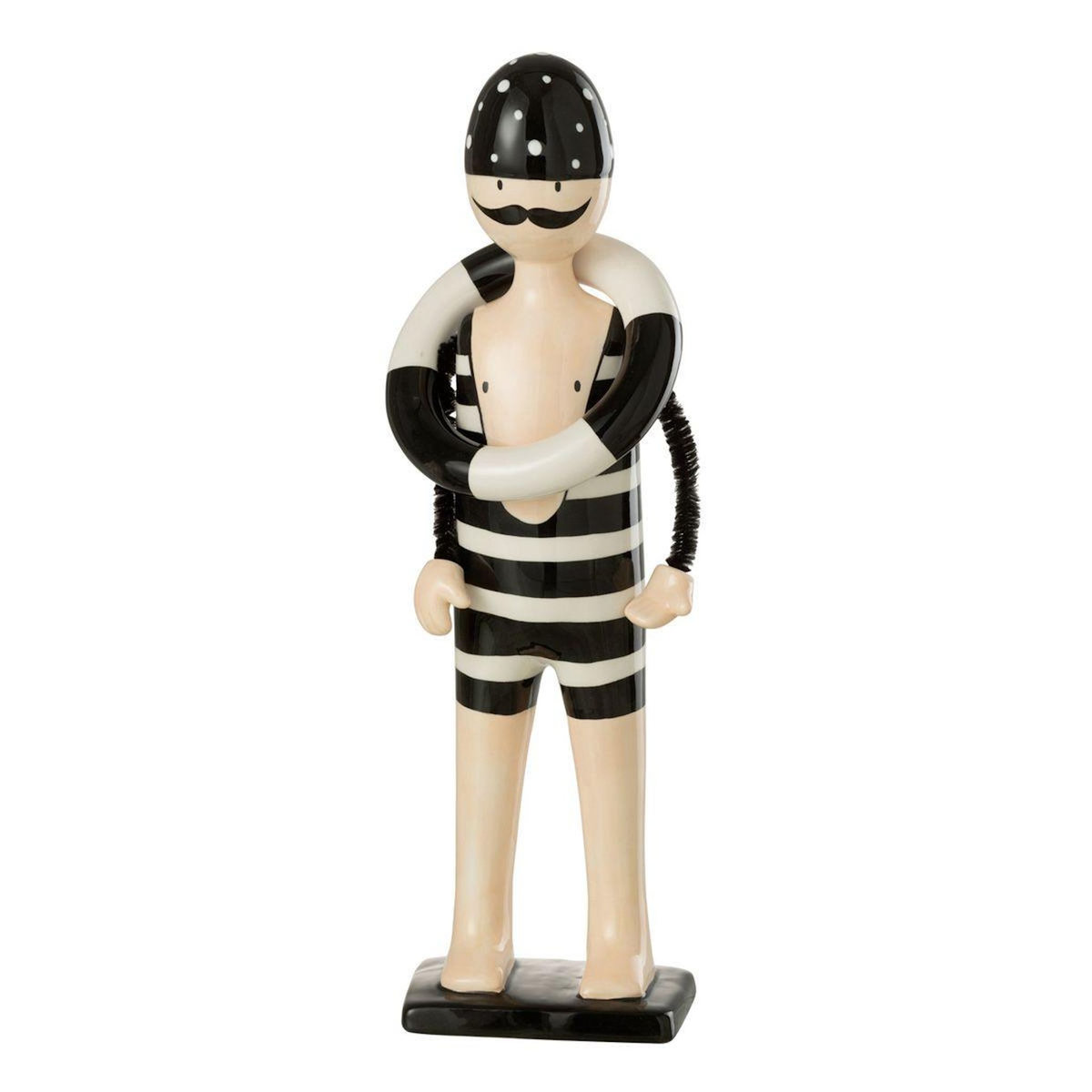 Paris Prix Statuette Déco  Nageur Bouée  34cm Noir & Blanc