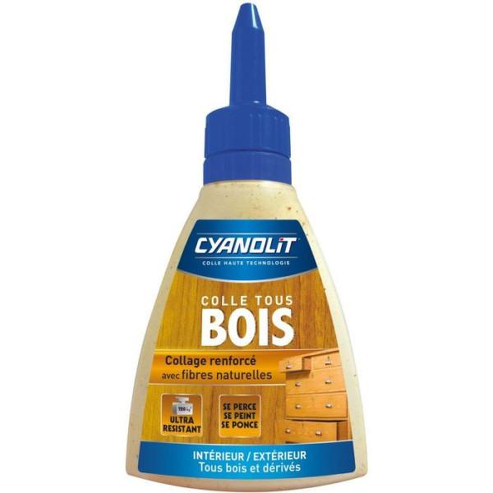 CYANOLIT Colle a bois - Cyanolit - Colle tous bois 125 g - Vynilique renforcée - Intérieur et extérieur - Multi-supports
