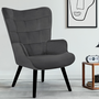 Voir la diapositive 2 : ID MARKET Fauteuil scandinave ANIA en velours gris