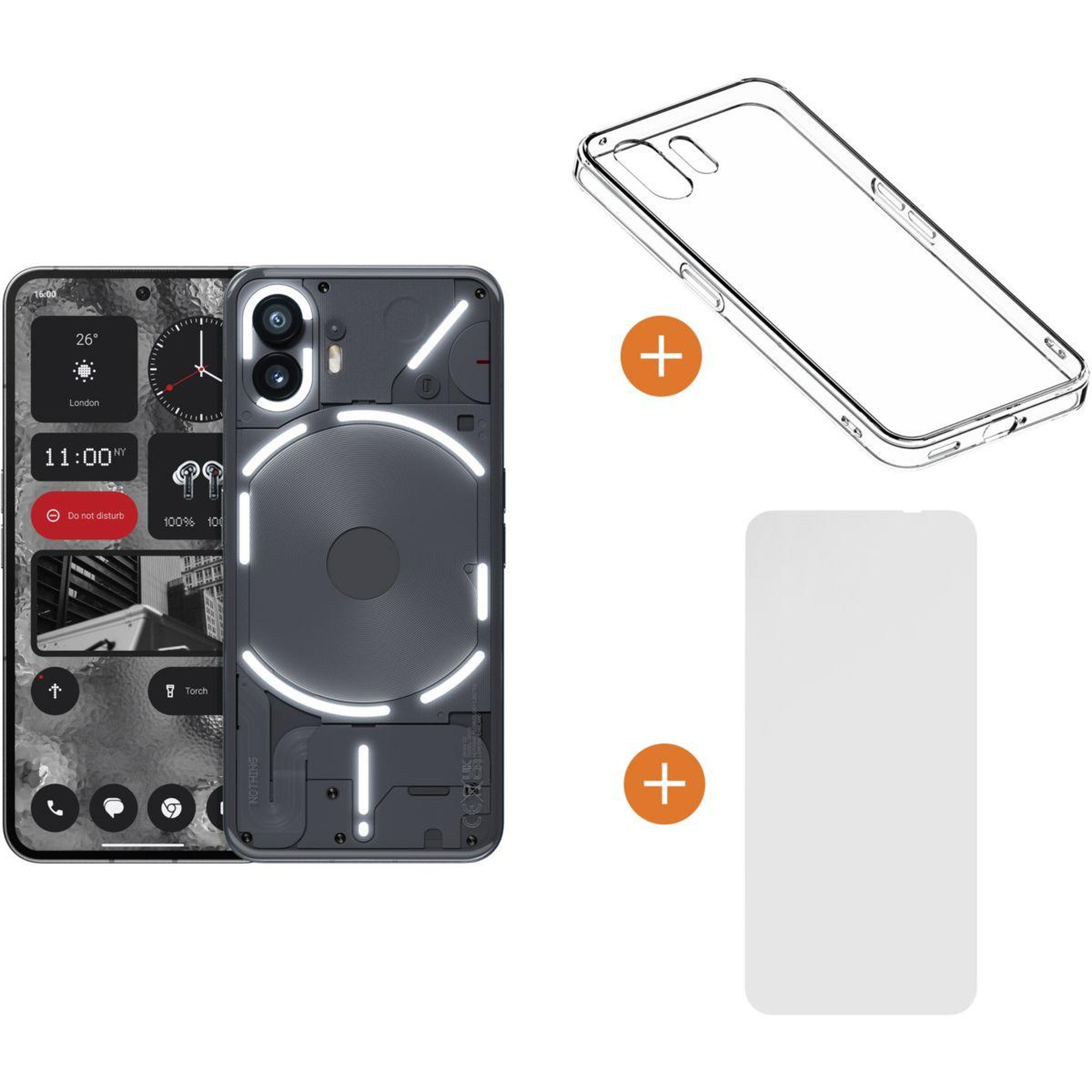 Voir la diapositive 1 : NOTHING Téléphone portable Pack Phone(2) Gris 128Go + Coque + VT