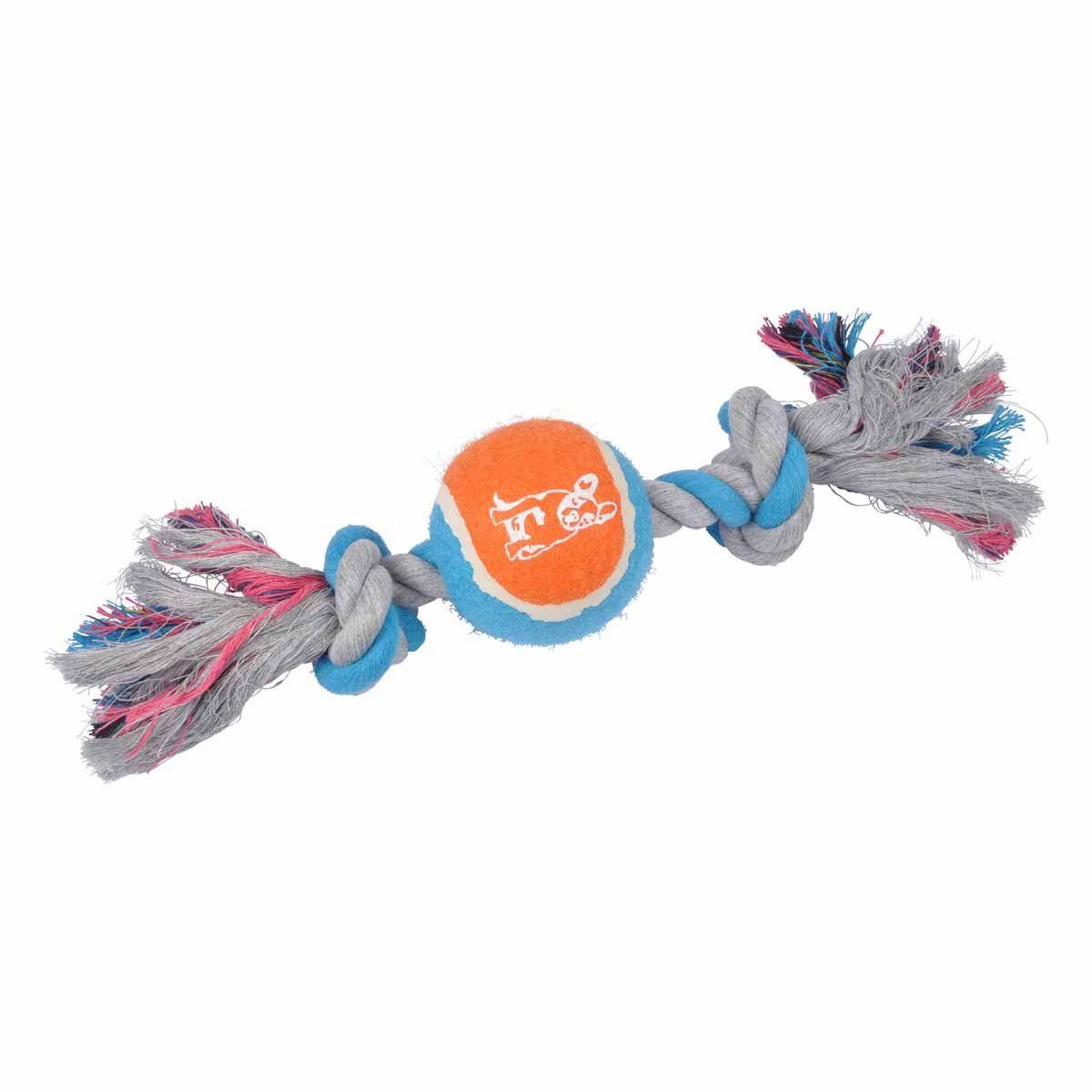 LOVE STORY Jouet chien  corde & balle de tennis  30cm orange