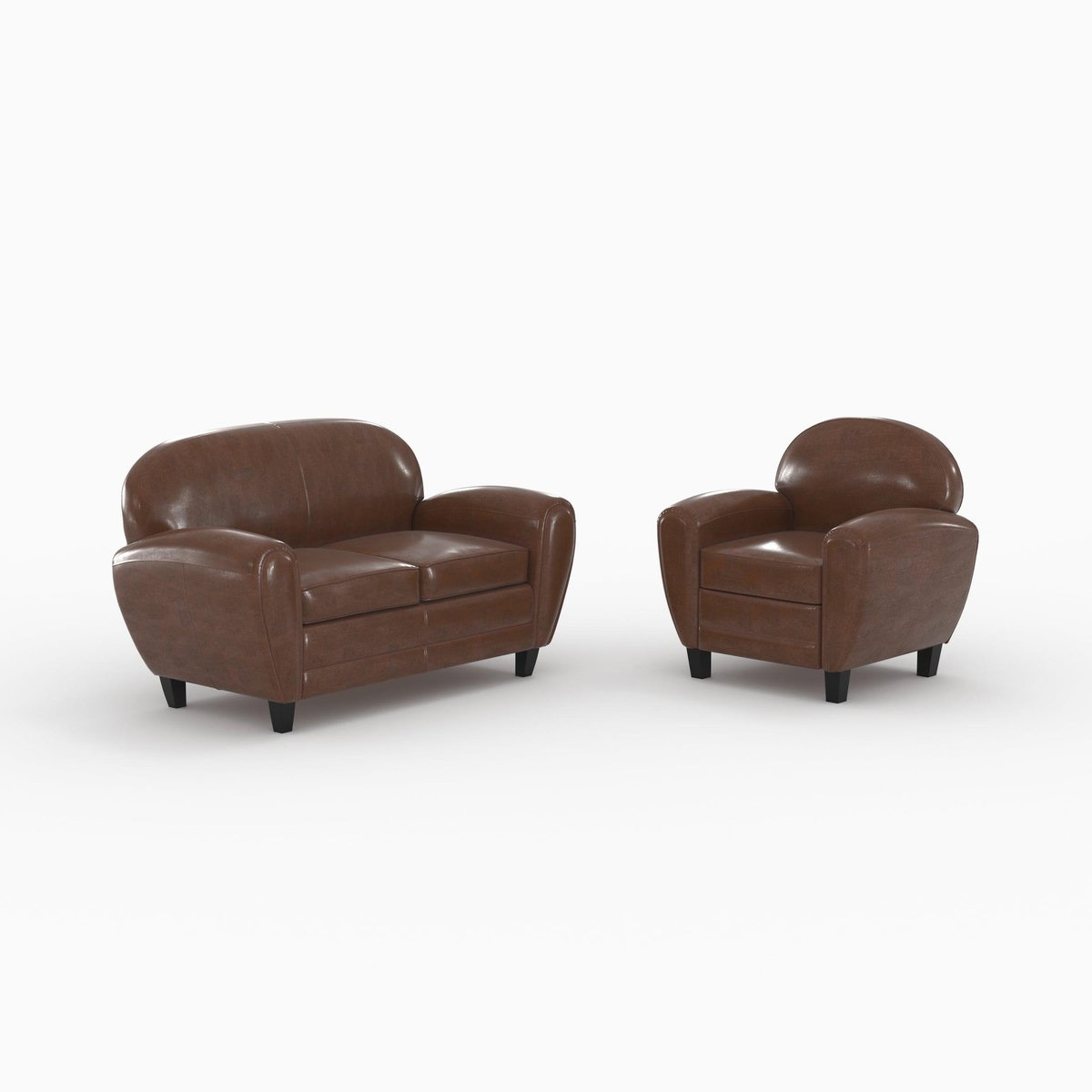 Rendez vous déco Ensemble canapé et fauteuil marron foncé 3 places - Club-Club