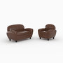 Voir la diapositive 1 : Rendez vous déco Ensemble canapé et fauteuil marron foncé 3 places - Club-Club