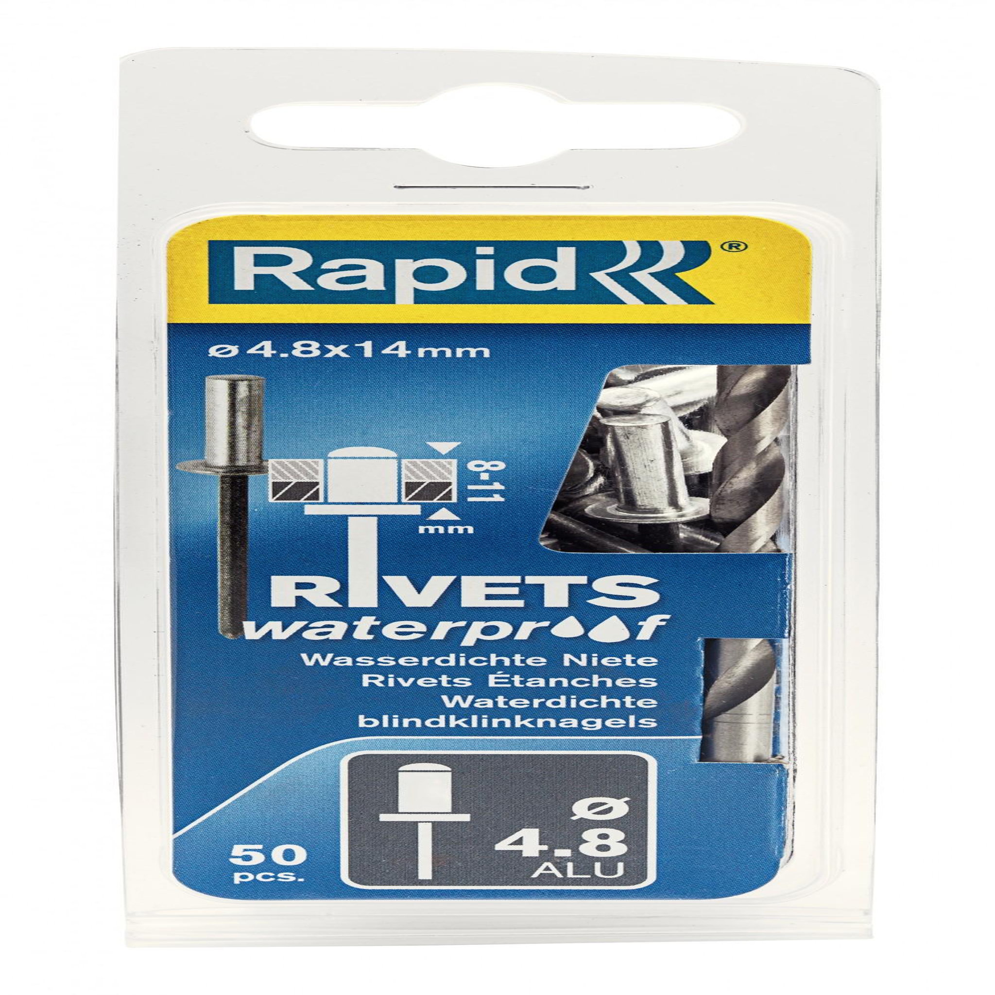 Rapid Lot de 50 rivets aluminium Diam.4.8 x H.14 mm RAPID