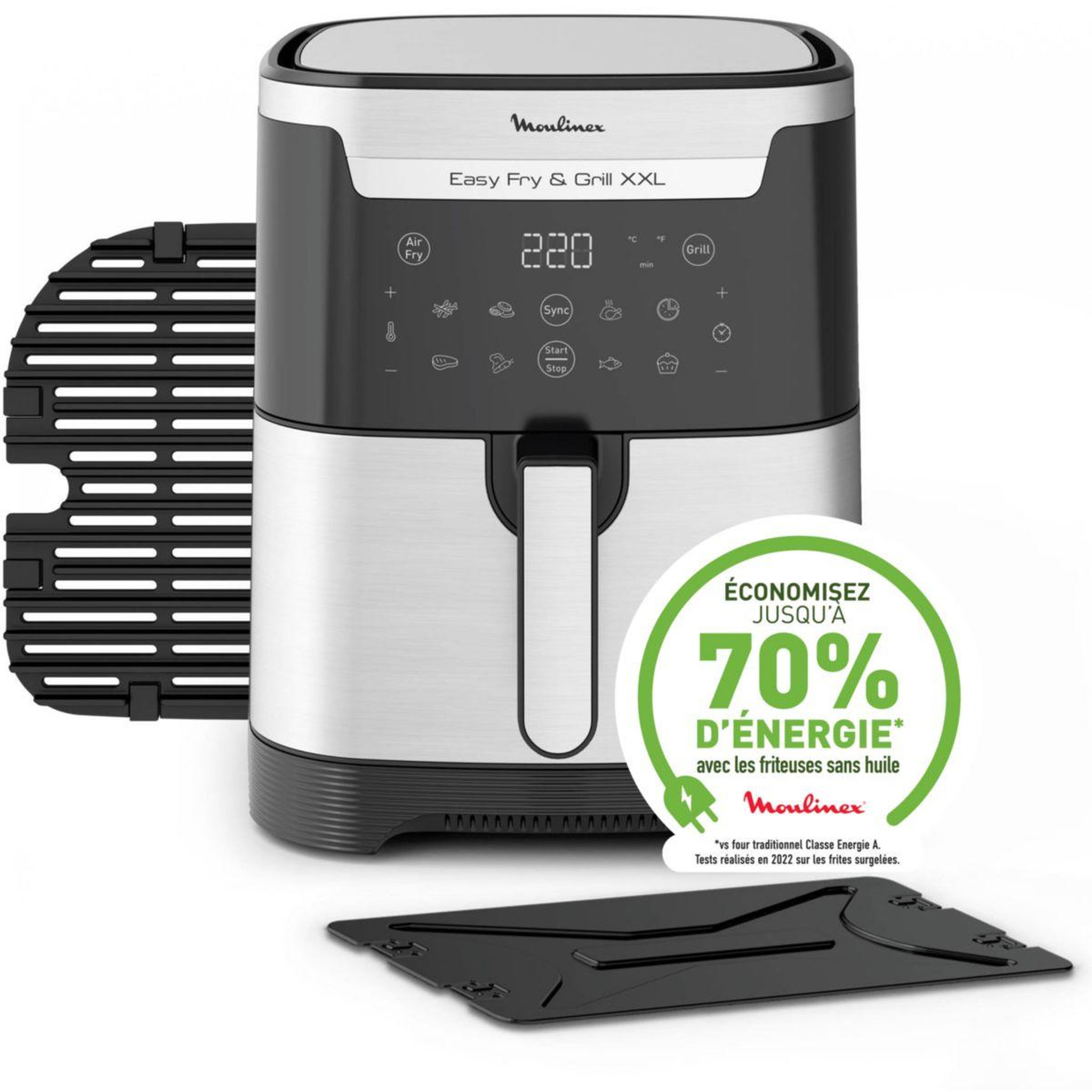 Voir la diapositive 3 : MOULINEX Friteuse sans huile EZ801D10 XXL 2 en 1 air & grill 6L