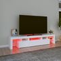 Voir la diapositive 5 : VIDAXL Meuble TV avec lumieres LED Blanc 200x36,5x40 cm